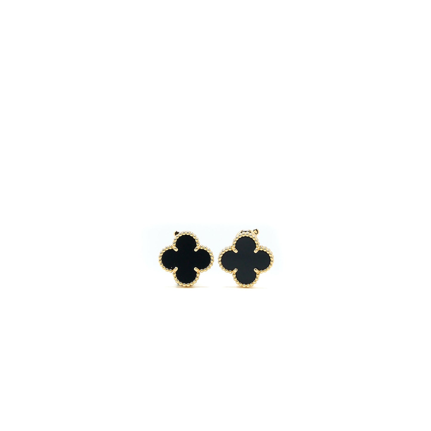 Van Cleef & Arpels Vintage Alhambra Earrings Onyx/18K Yellow Gold