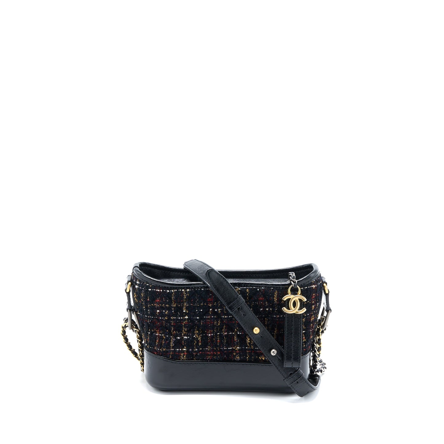 Chanel Small Gabrielle Hobo Bag Tweed/Leather Black Multicolour Hardware