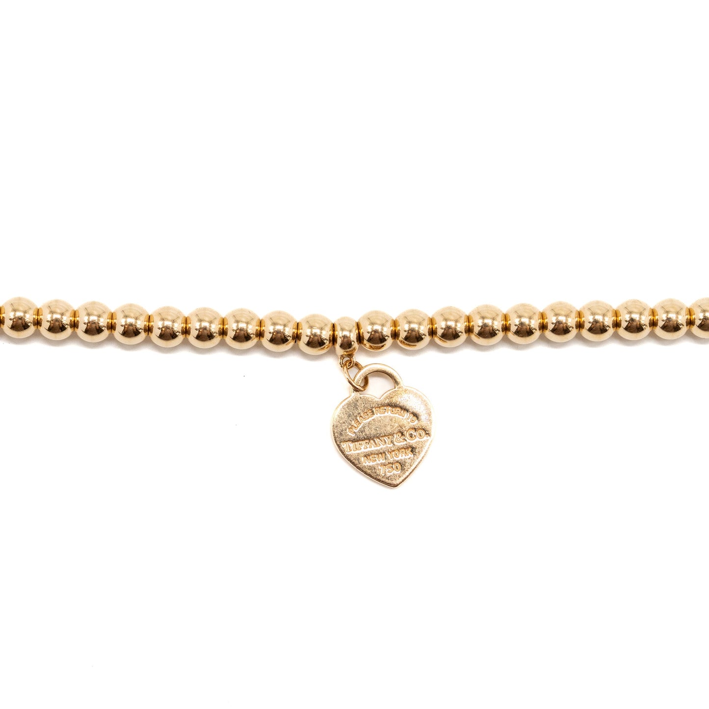 Tiffany Size Large Heart Tag Bead Bracelet Rose Gold
