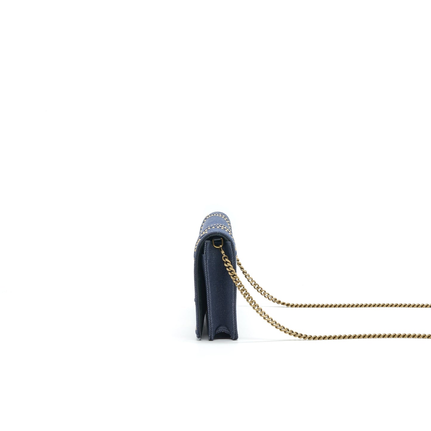 Luxury Dior Studded Denim Luxury Diorama Wallet on Chain