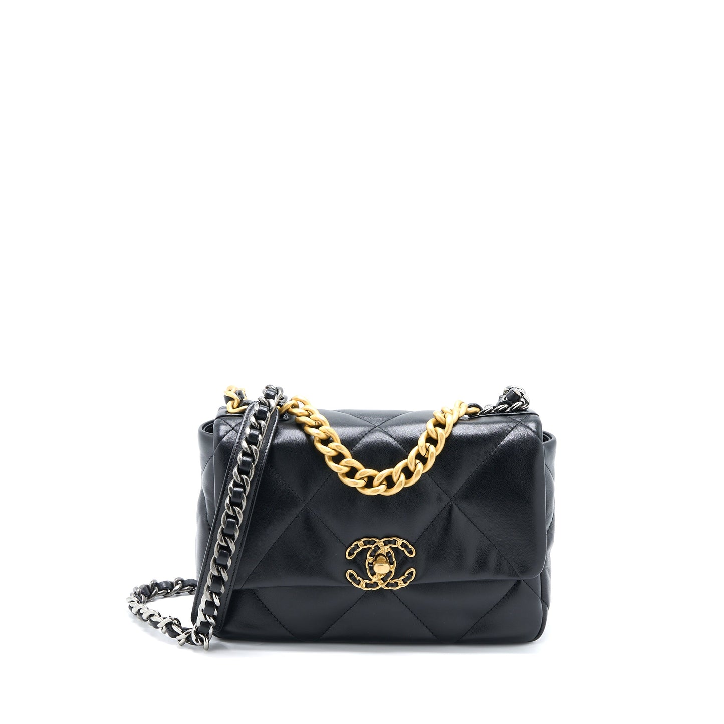 Chanel Small 19 Bag Lambskin Black Multicolour Hardware