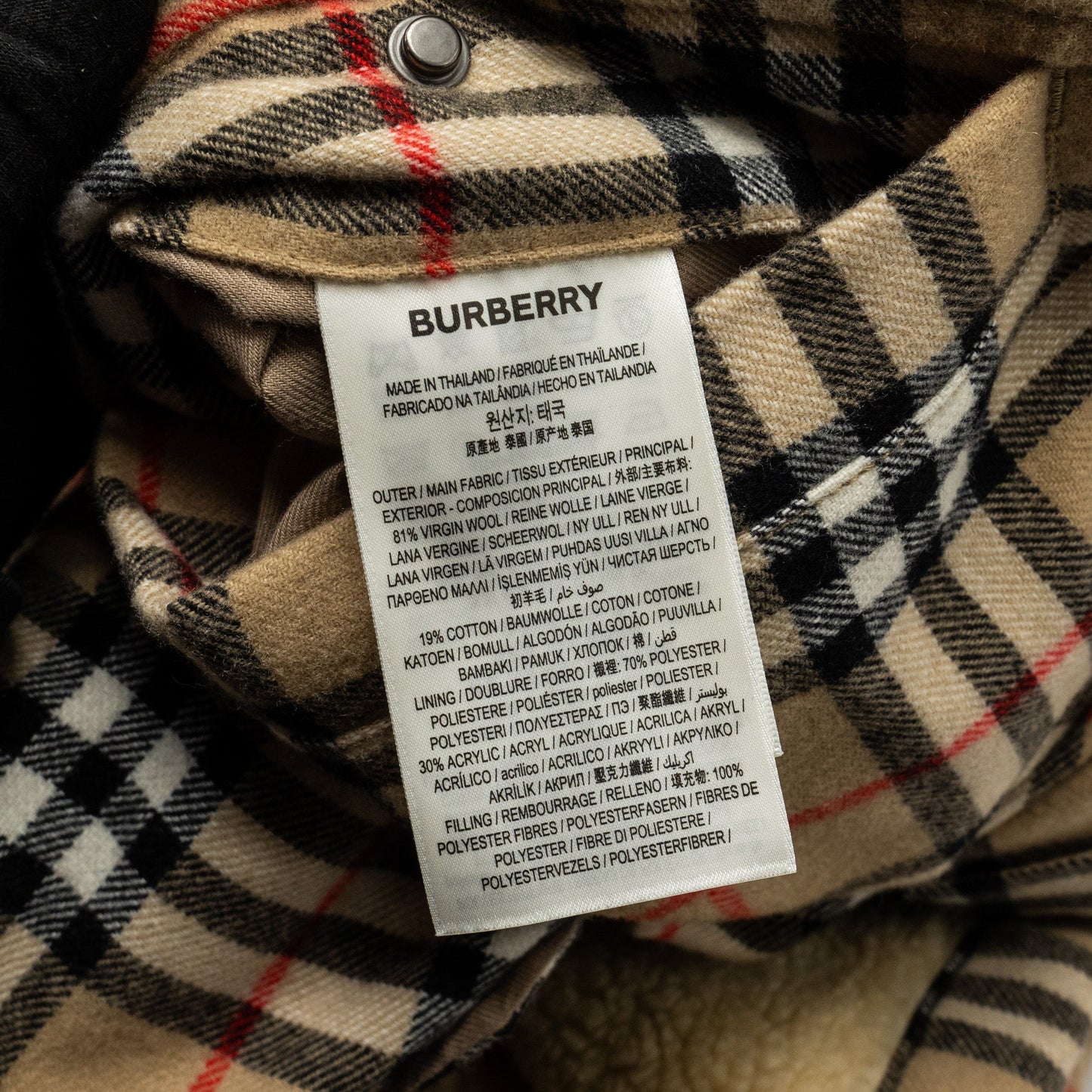 BURBERRY Size M Vintage Check Overshirt Jacket Virgin Wool/Cotton Beige