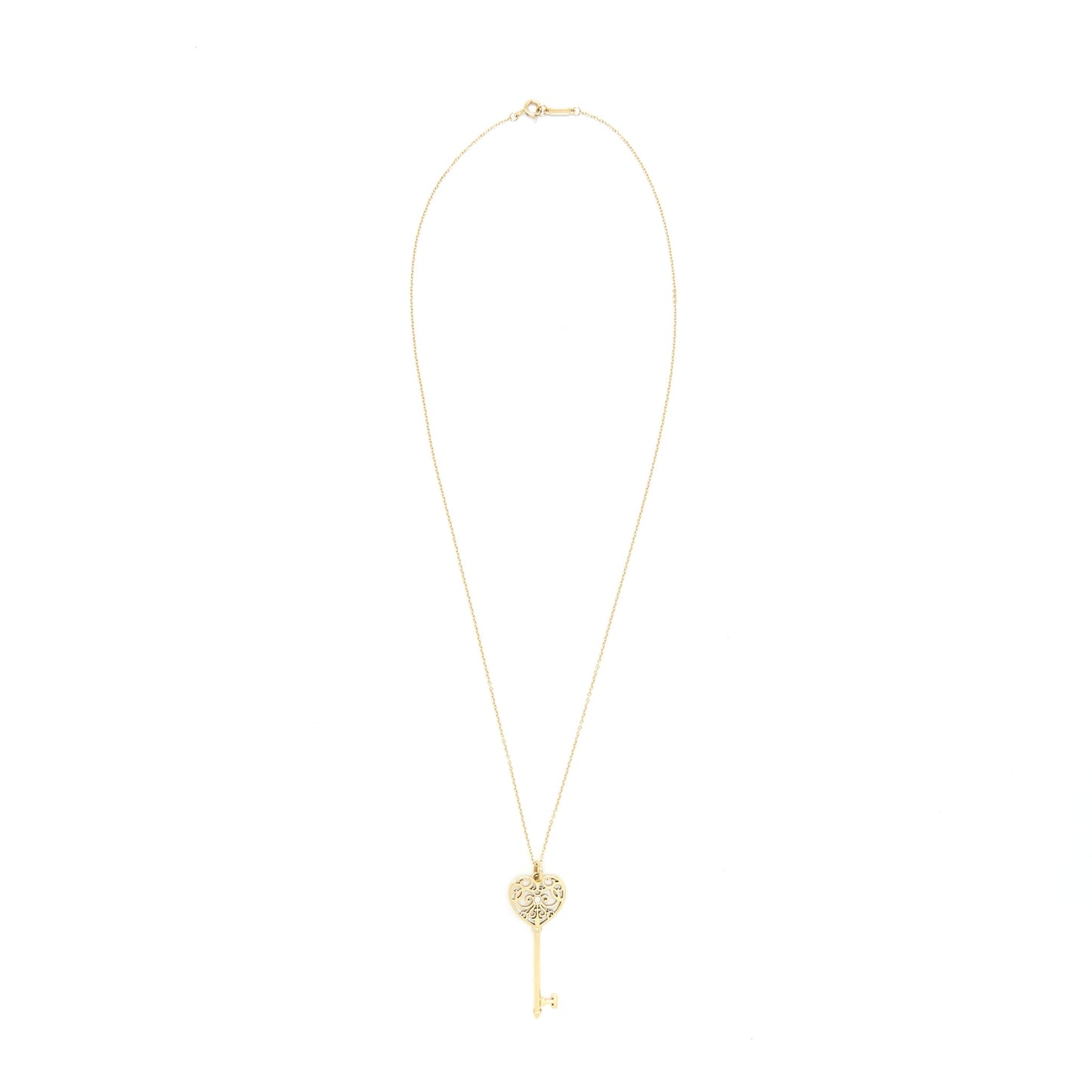 Tiffany & Co Enchant Heart Key Pendant Necklace 18k Yellow Gold & Diamond
