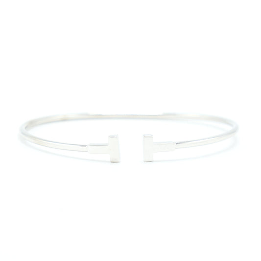Tiffany Size Medium Tiffany T Narrow Wire bracelet 18K White Gold