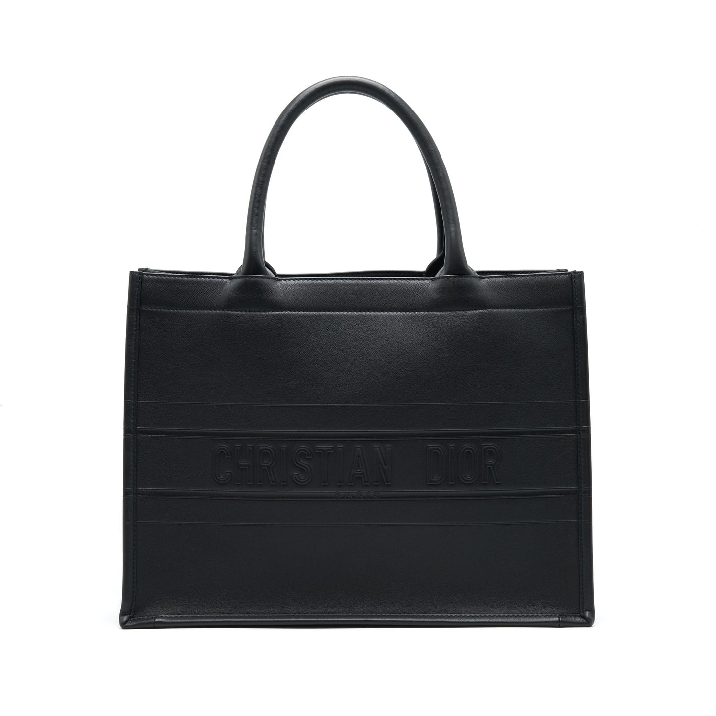 Luxury Dior Small Leather Book Tote SO black