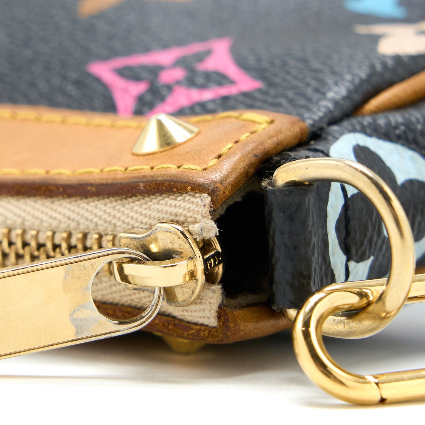 Louis Vuitton Vintage Pochette Accessories Multicolour Monogram Canvas Black GHW