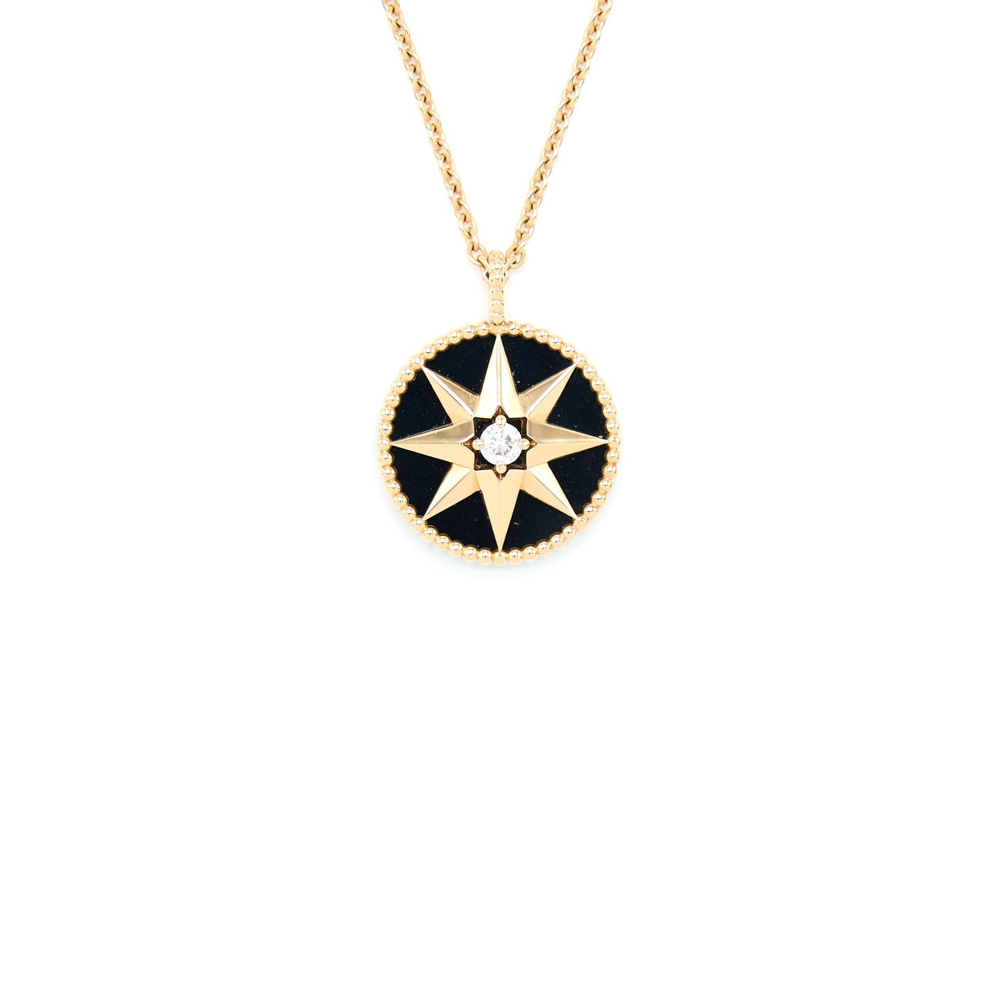 Luxury Dior Large Rose Des Vents Medallion Rose Gold With Diamond And Onyx