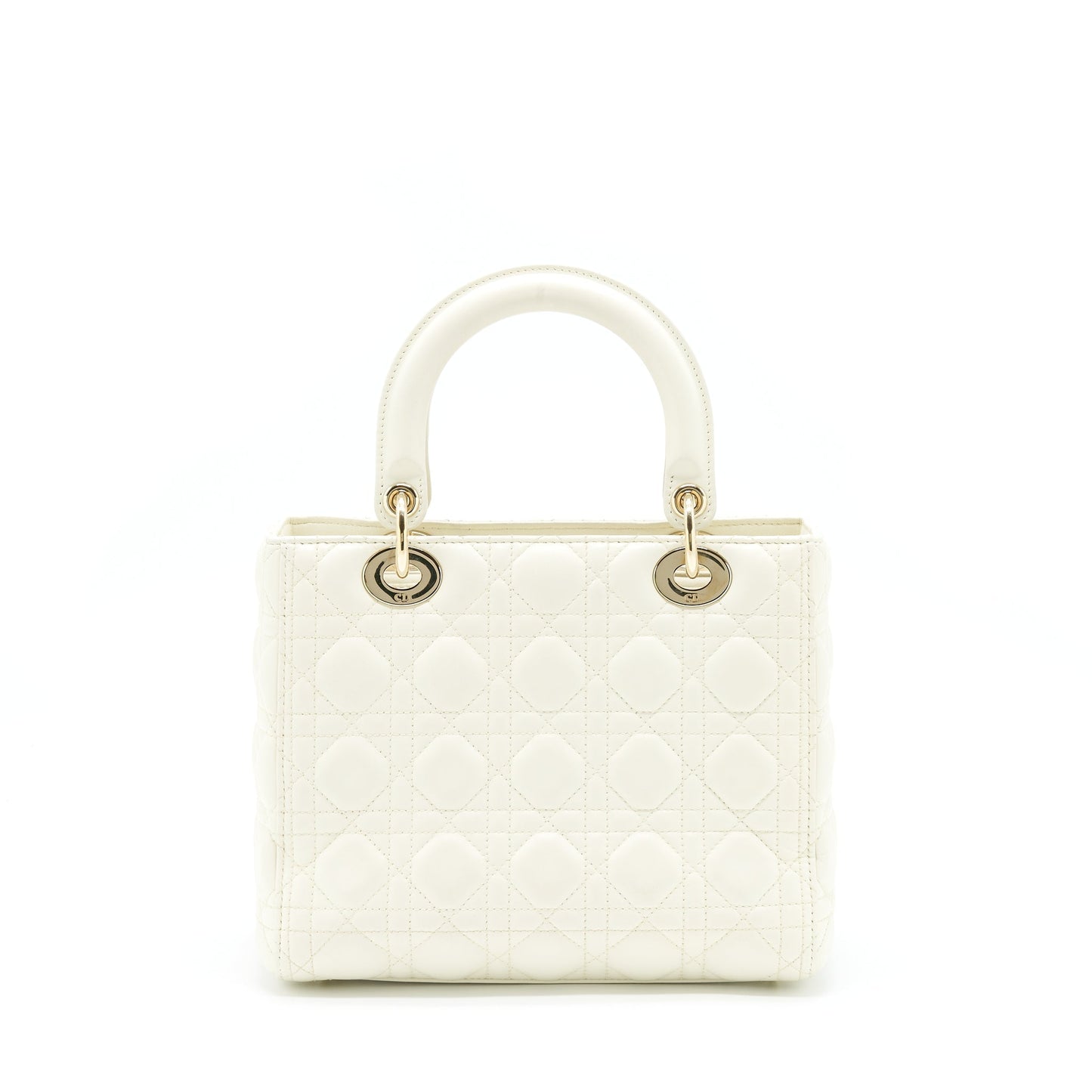 Luxury Dior Medium Lady Luxury Dior Bag Lambskin White LGHW