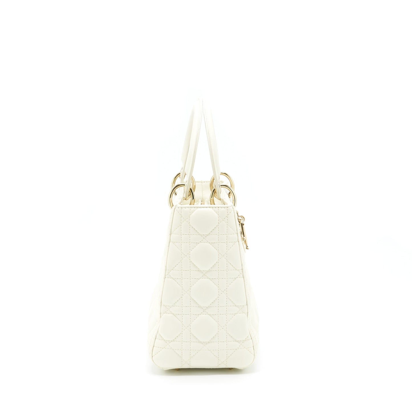 Luxury Dior Medium Lady Luxury Dior Bag Lambskin White LGHW