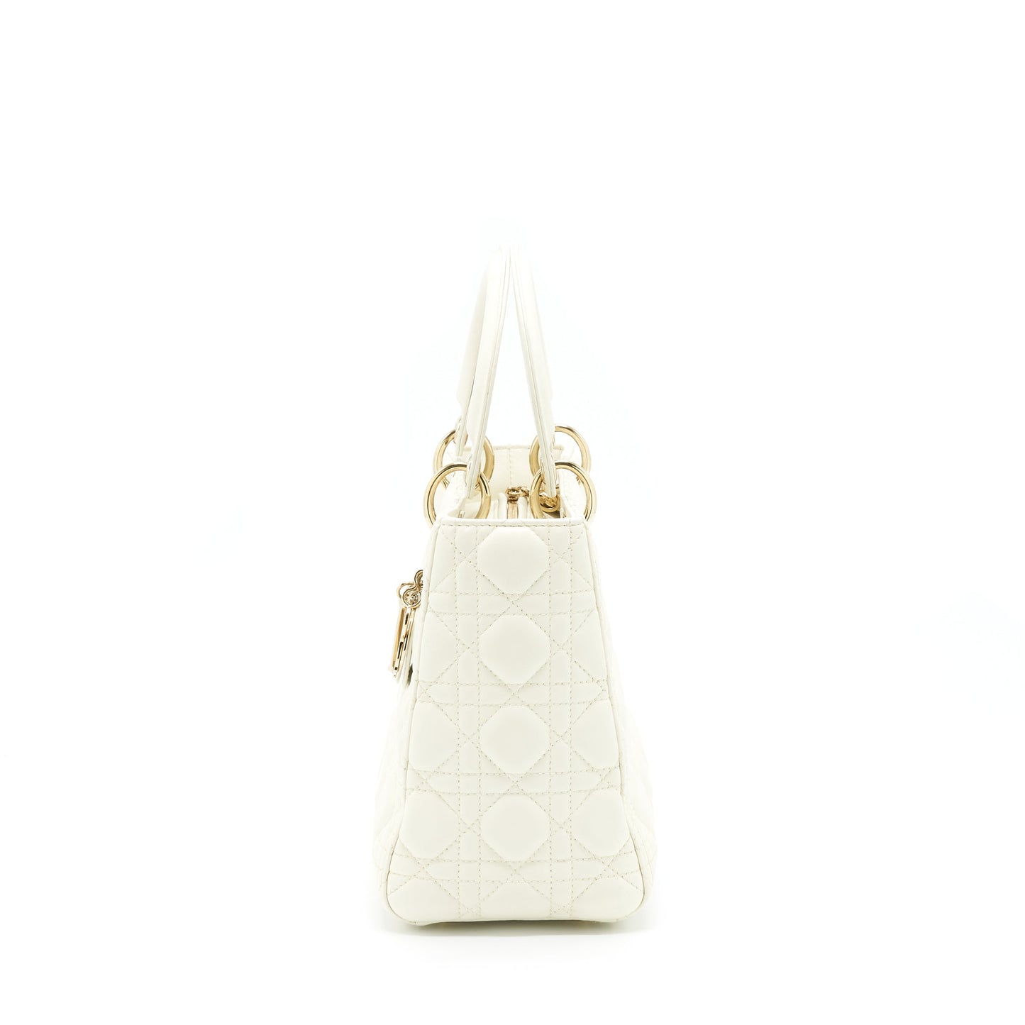 Luxury Dior Medium Lady Luxury Dior Bag Lambskin White LGHW