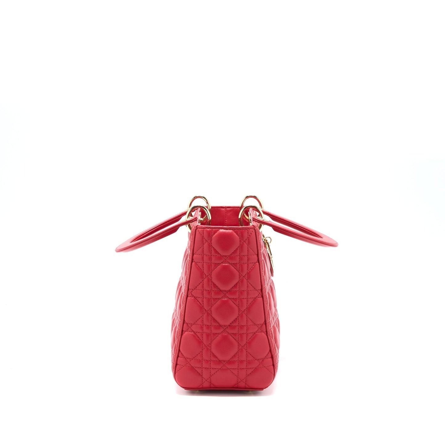 Luxury Dior Medium Lady Luxury Dior Lambskin Red GHW