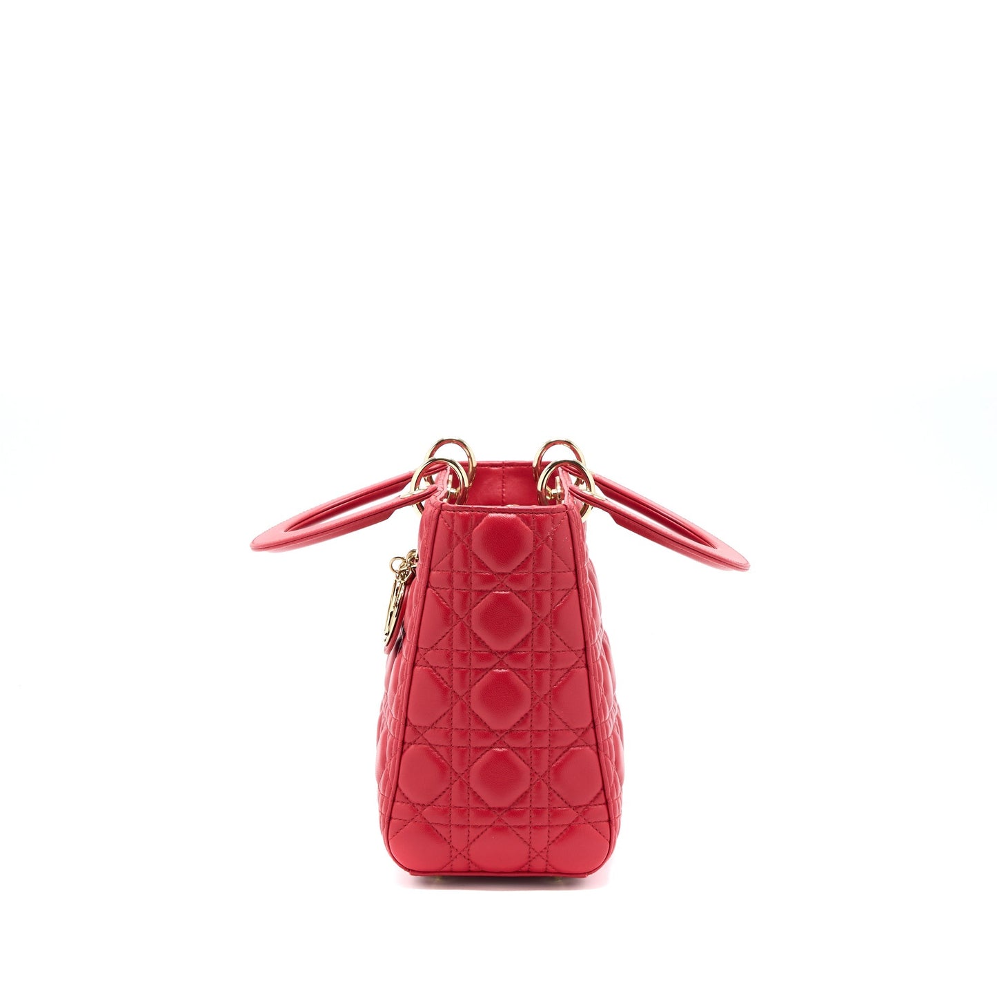 Luxury Dior Medium Lady Luxury Dior Lambskin Red GHW