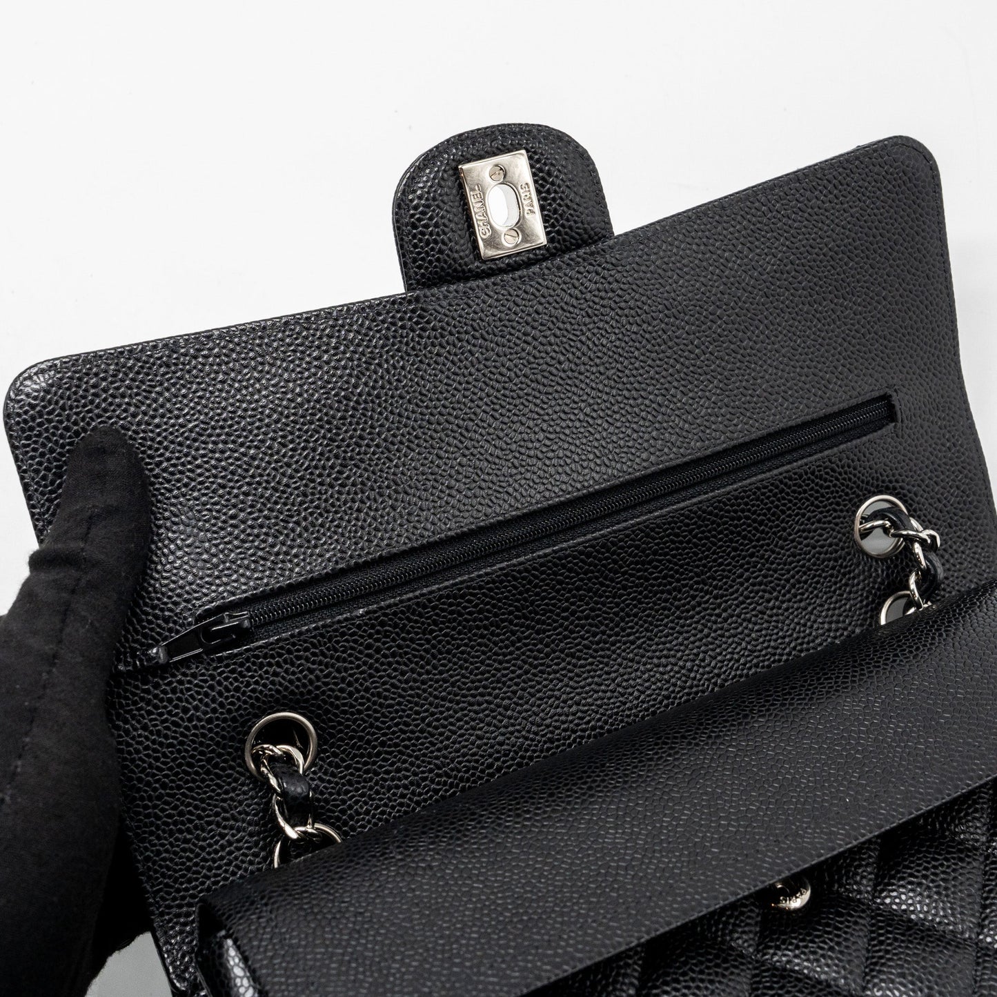 Chanel Medium Classic Double Flap Bag Caviar Black SHW