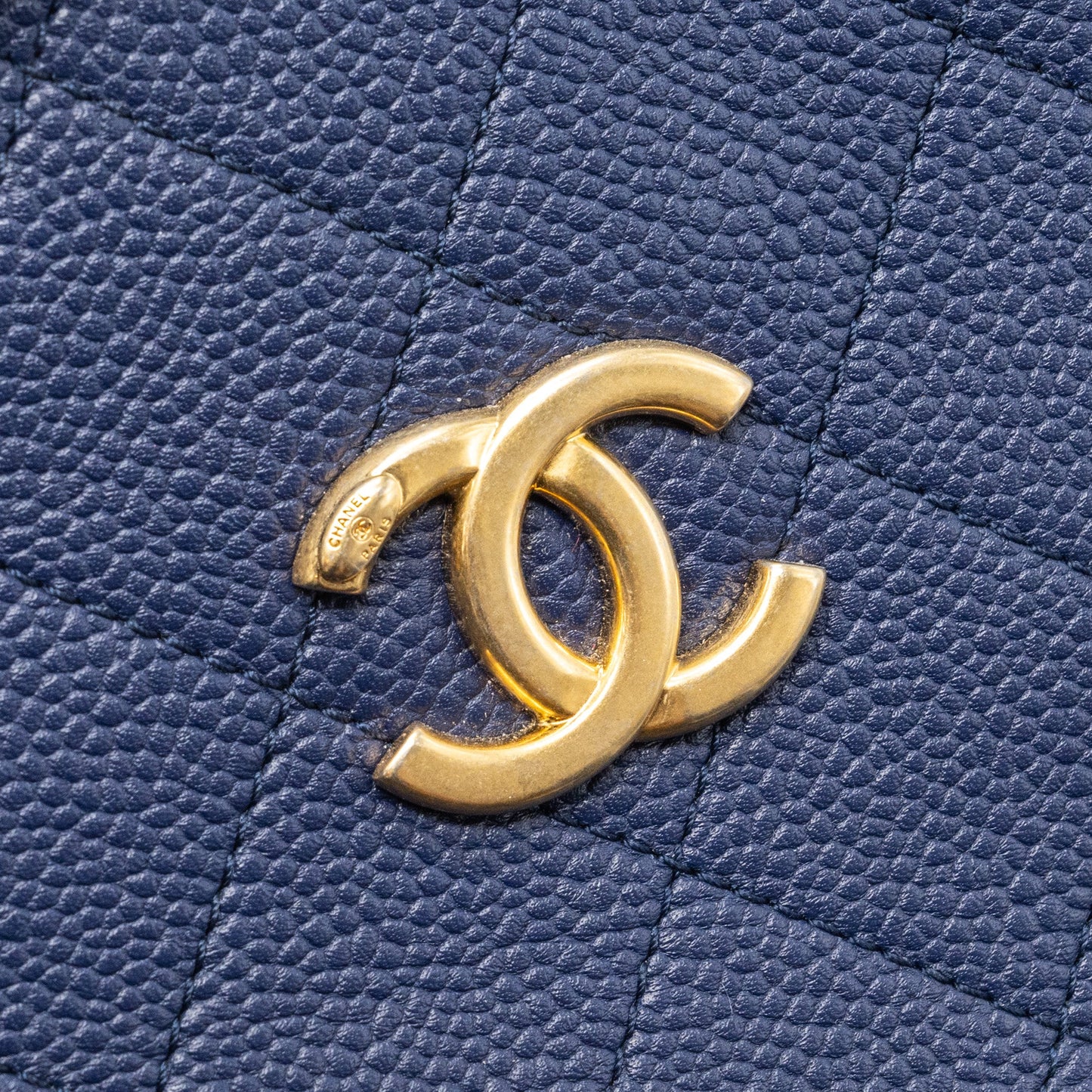 Chanel Top Handle Drawstring Bucket Bag Caviar Navy GHW