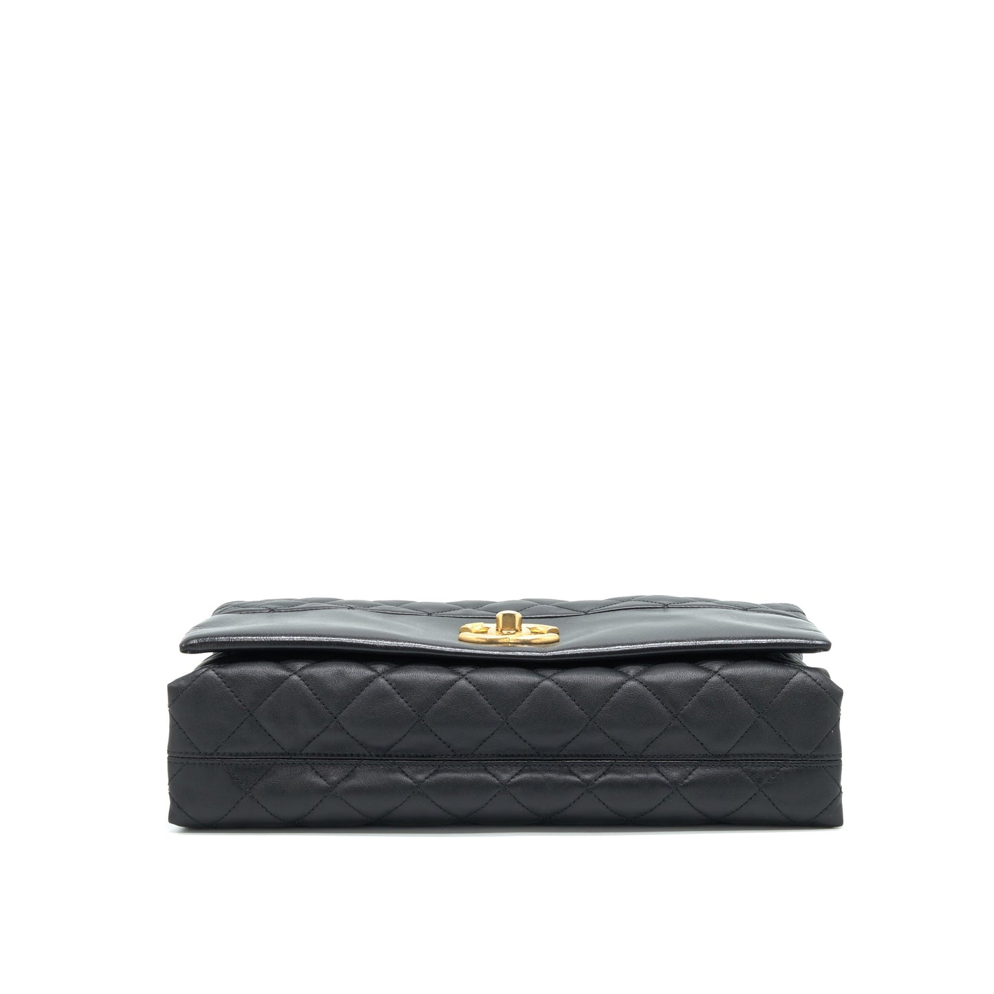 Chanel Large Single Flap Bag Calfskin  Black GHW