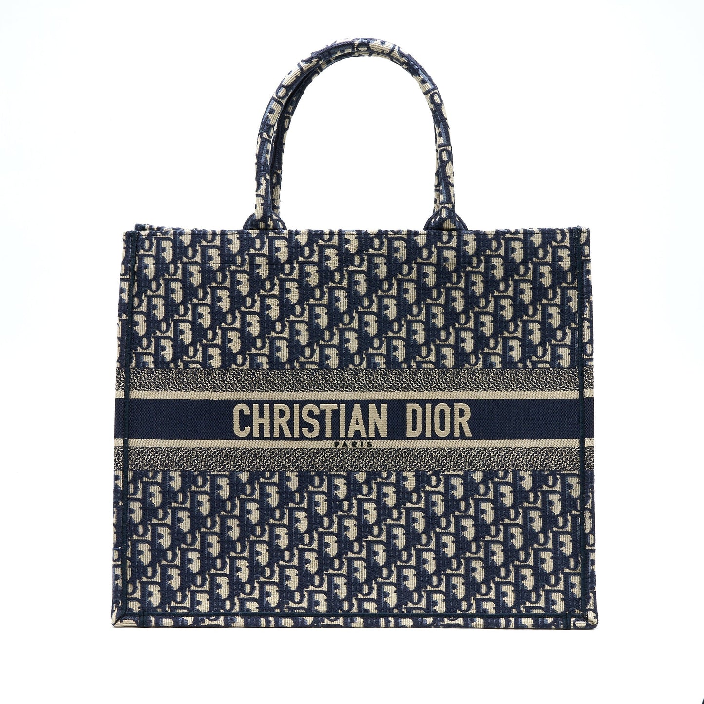 Luxury Dior Large Book Tote Blue Oblique Jacquard