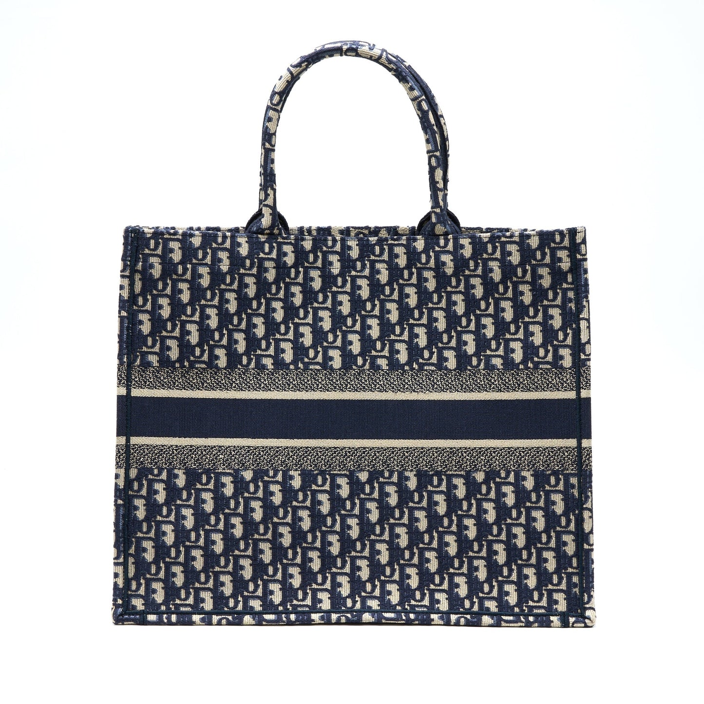 Luxury Dior Large Book Tote Blue Oblique Jacquard