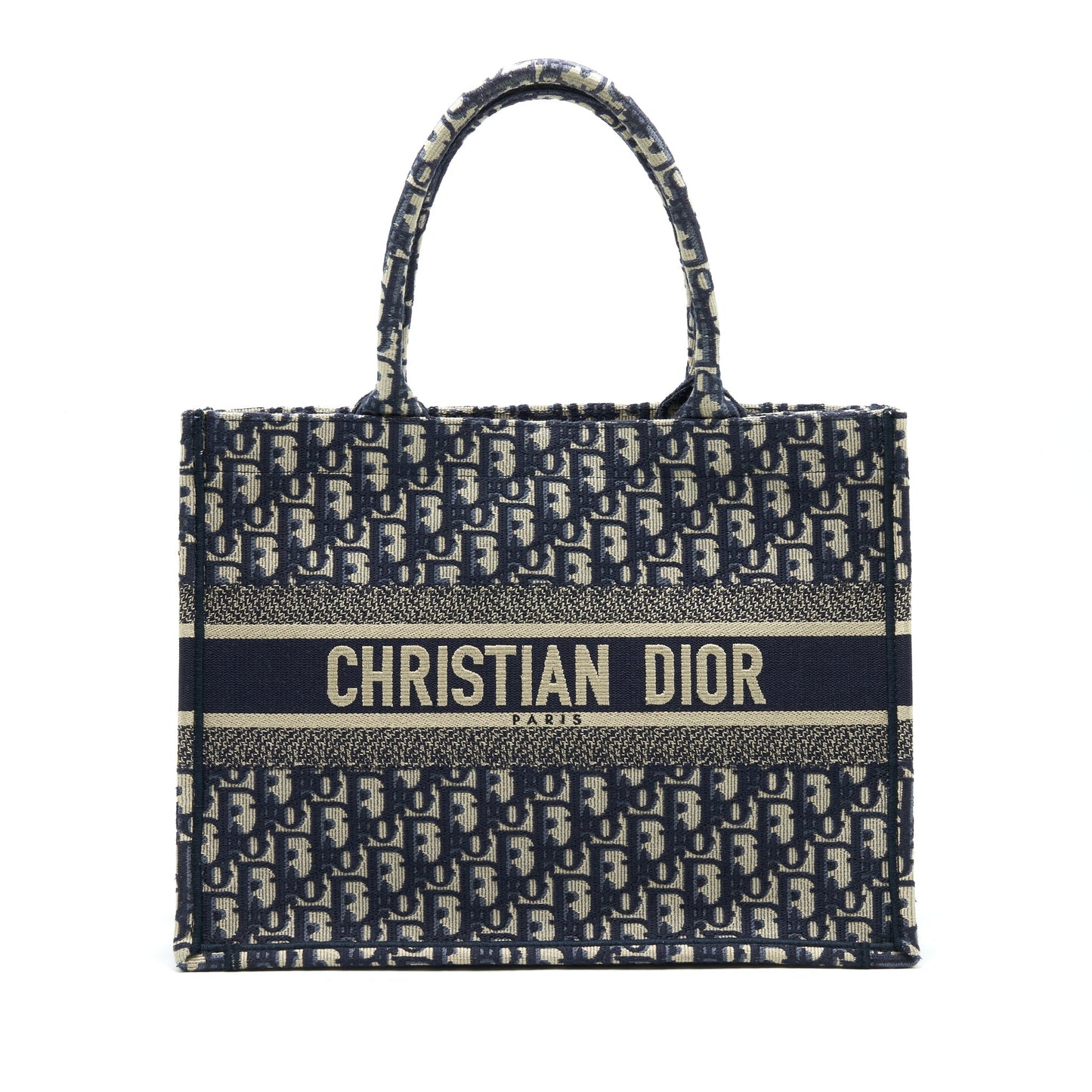 Luxury Dior Small Booktote Bag Blue Oblique Embroidery