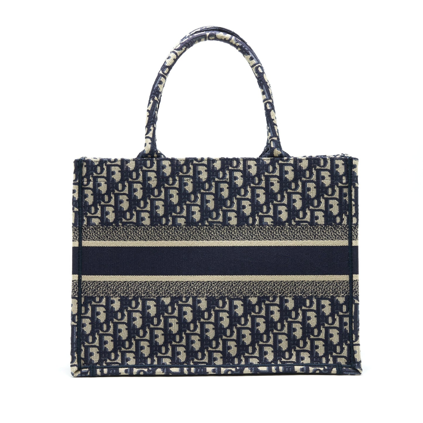 Luxury Dior Small Booktote Bag Blue Oblique Embroidery