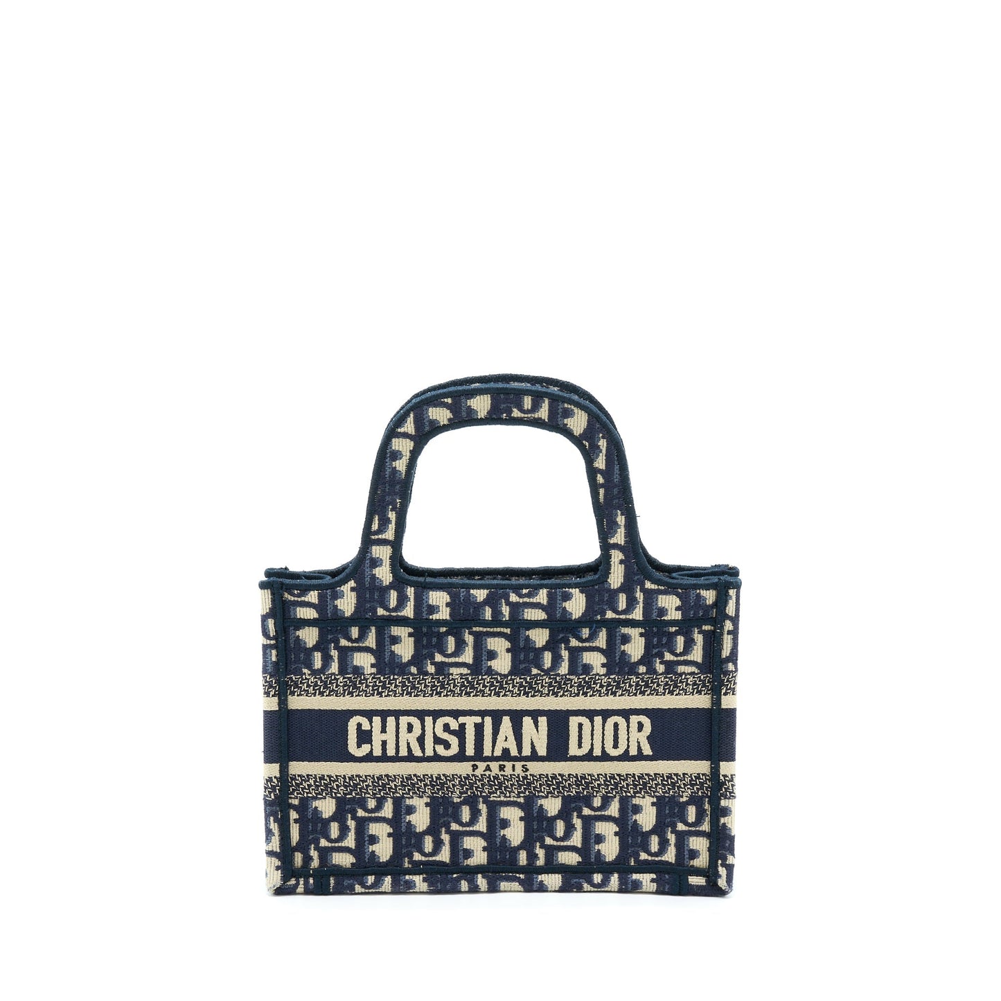 Luxury Dior Mini Book Tote Blue Oblique Embriodery
