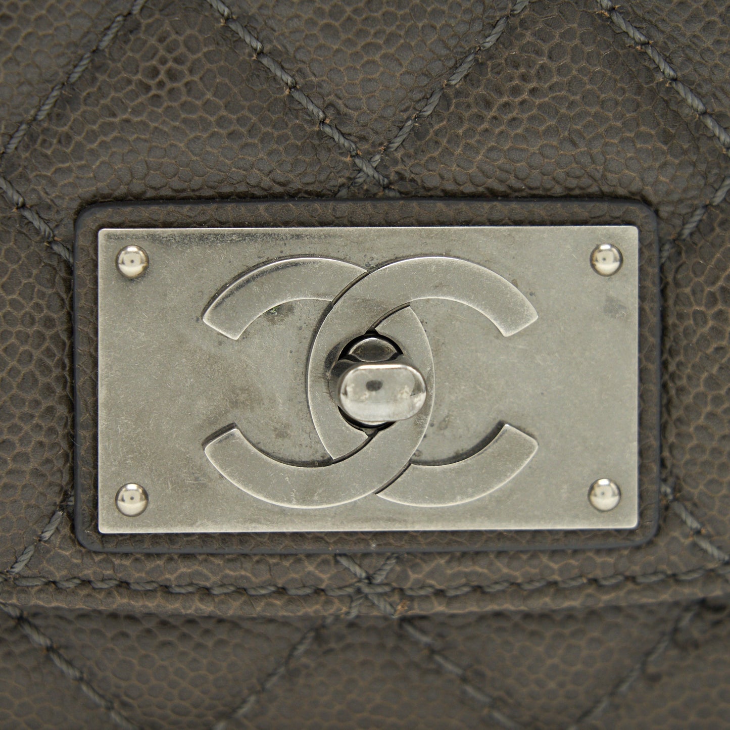 Chanel Seasonal Jumbo Caviar Flap Bag Grey with Ruthenium Hardware