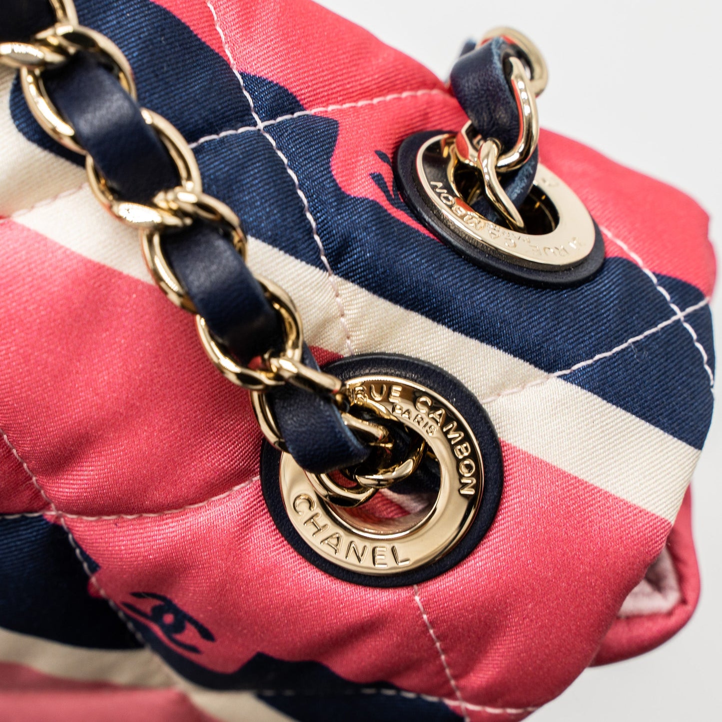 Chanel CC Logo Printed Flap Bag Fabric Multicolour LGHW (Microchip)
