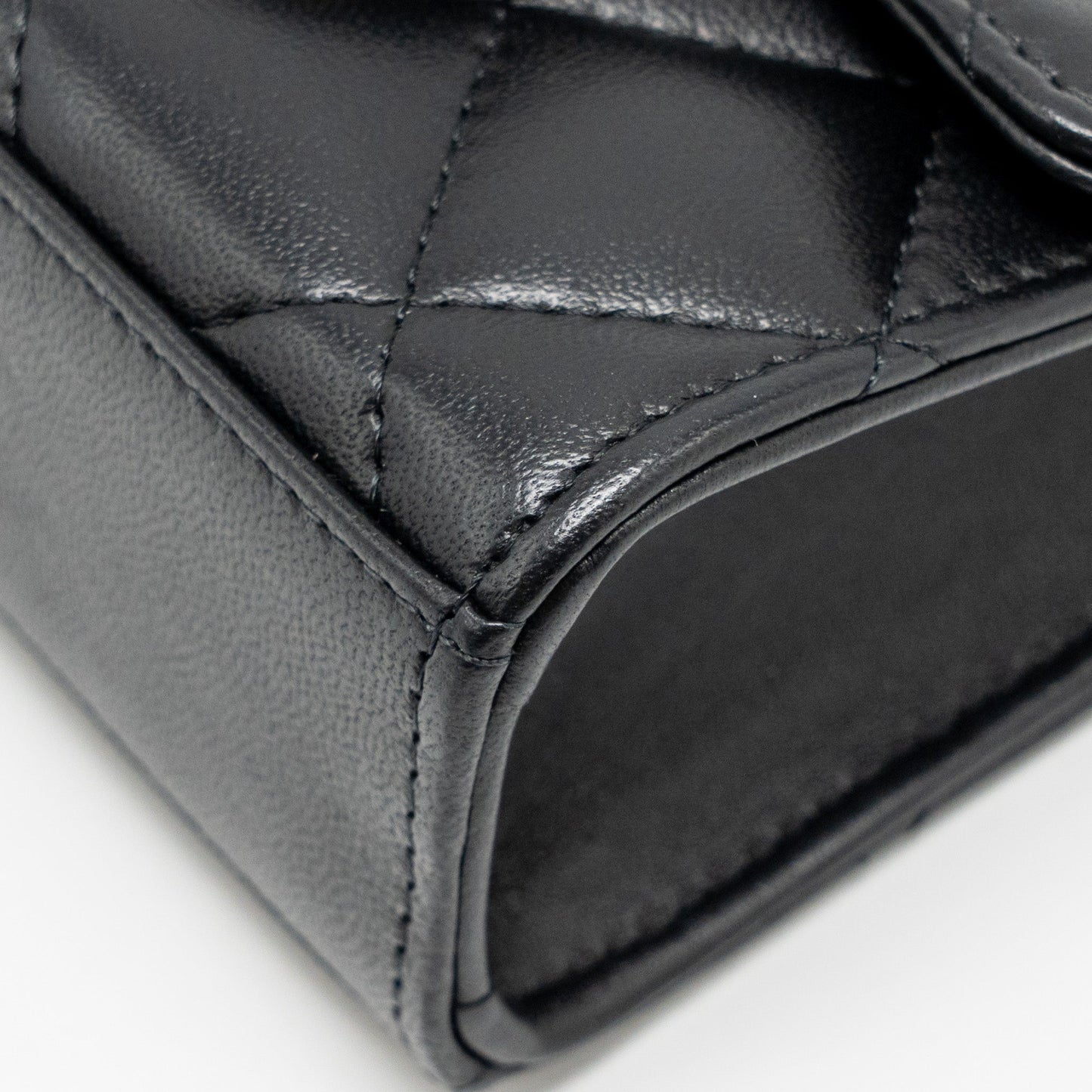 Chanel Detailed Top Handle Mini Clutch with Chain Lambskin Black LGHW (Microchip)