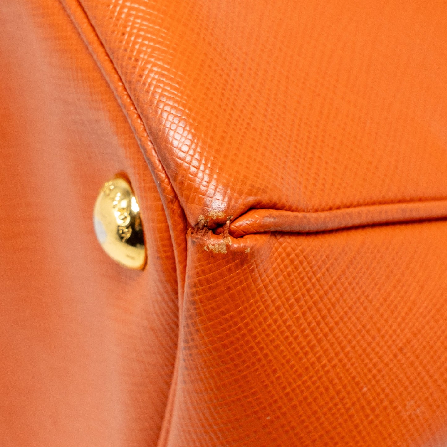 Prada Large Saffiano Tote Bag Leather Orange GHW