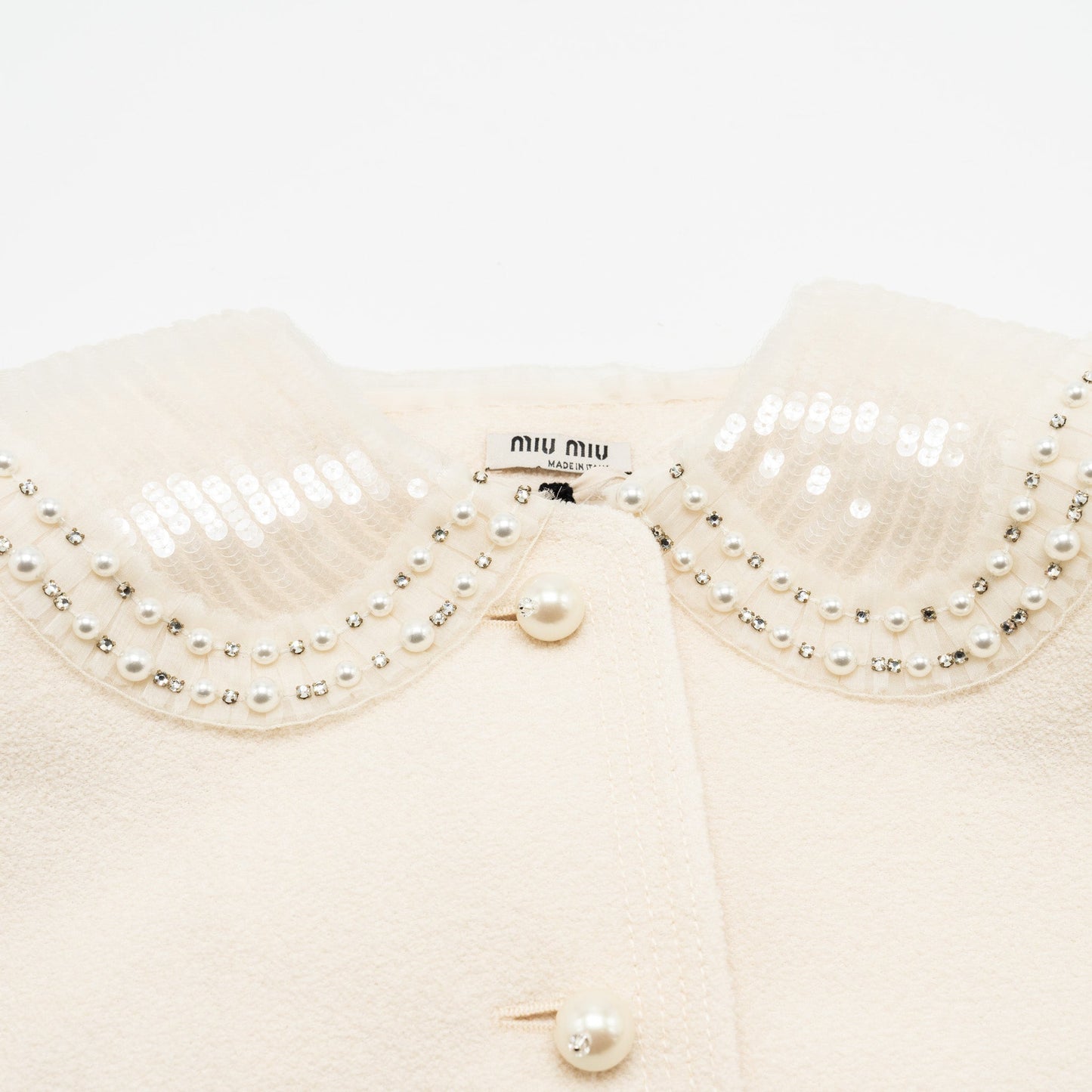 MIU MIU Size 36 Jacket Sequins/Wool Ivory