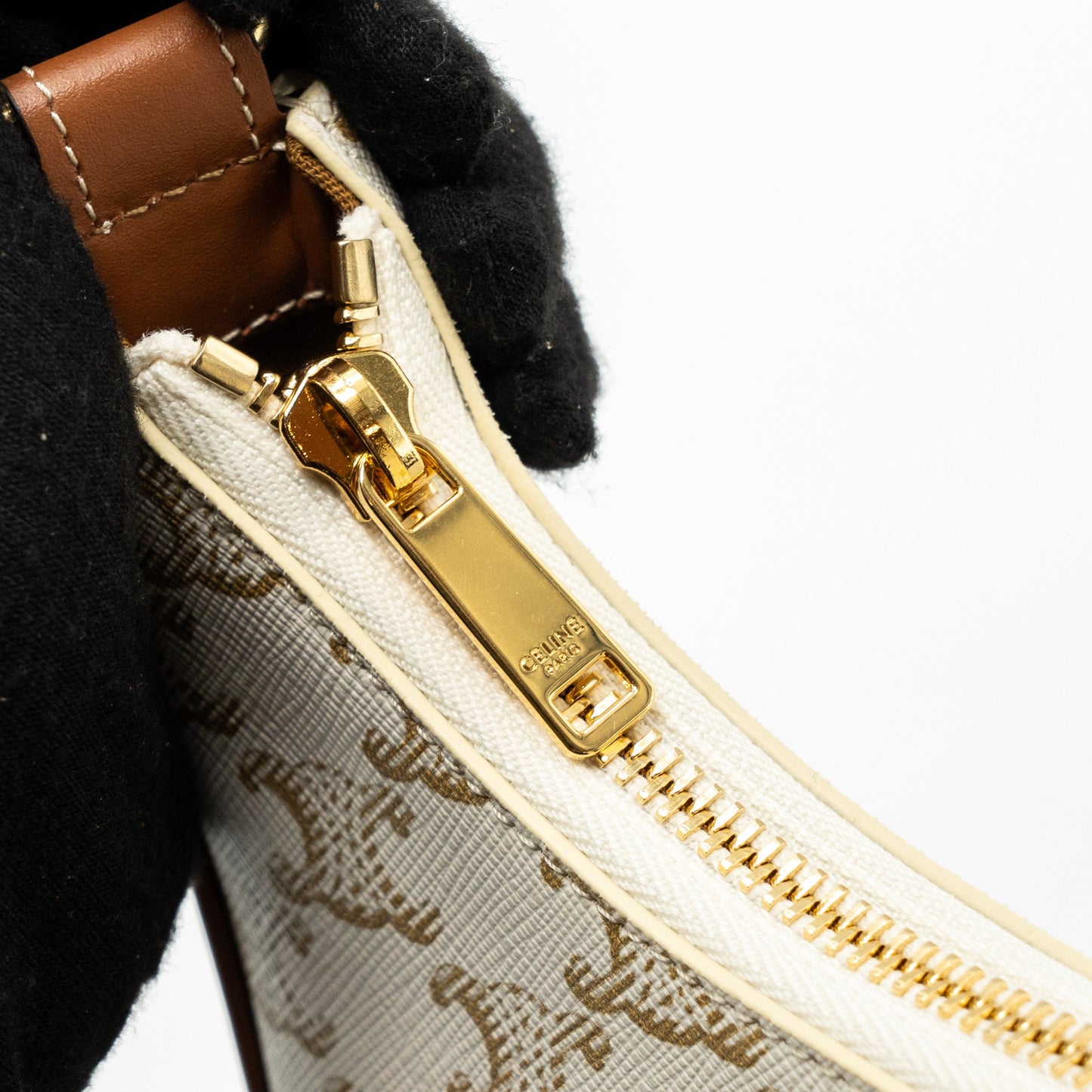 Celine Ava Bag Triomphe Canvas/ Calfskin White GHW