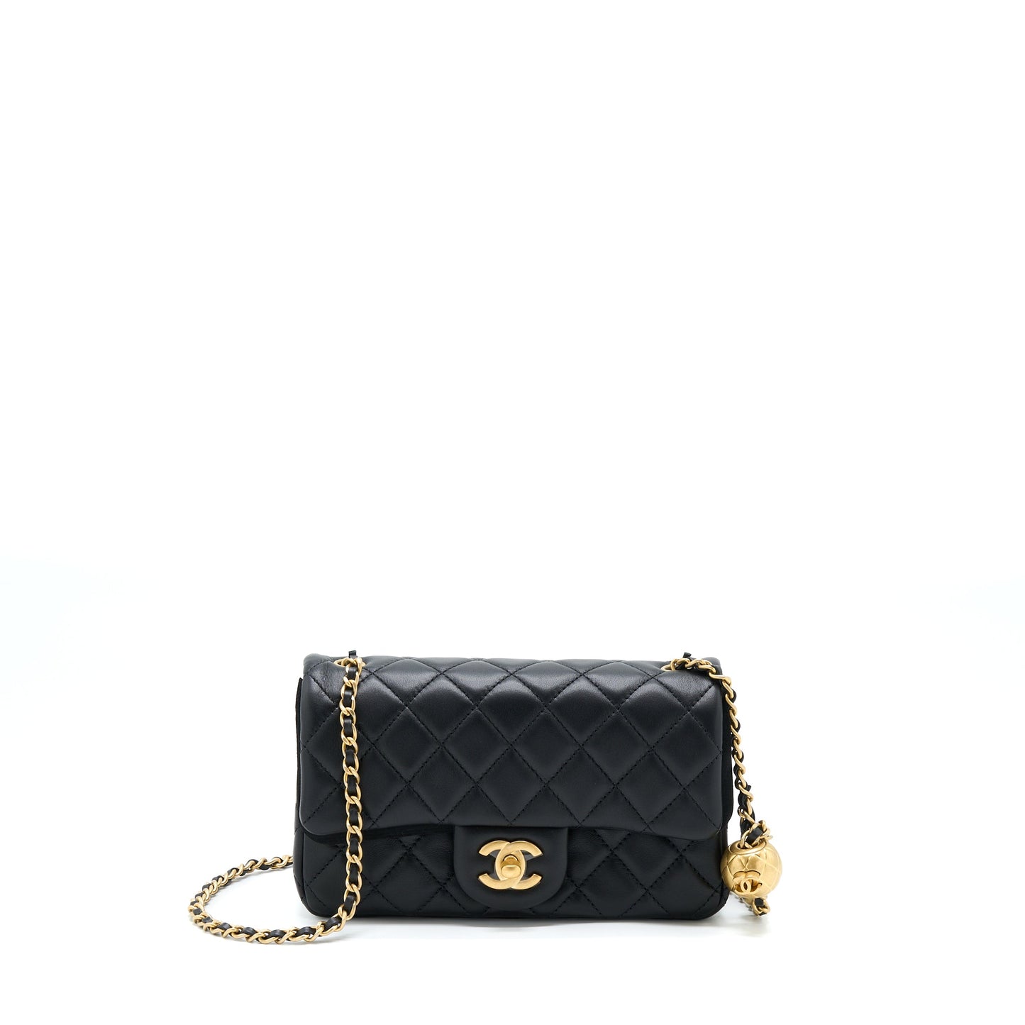 Chanel Pearl Crush Mini Rectangular Lambskin Black With GHW (Microchip)