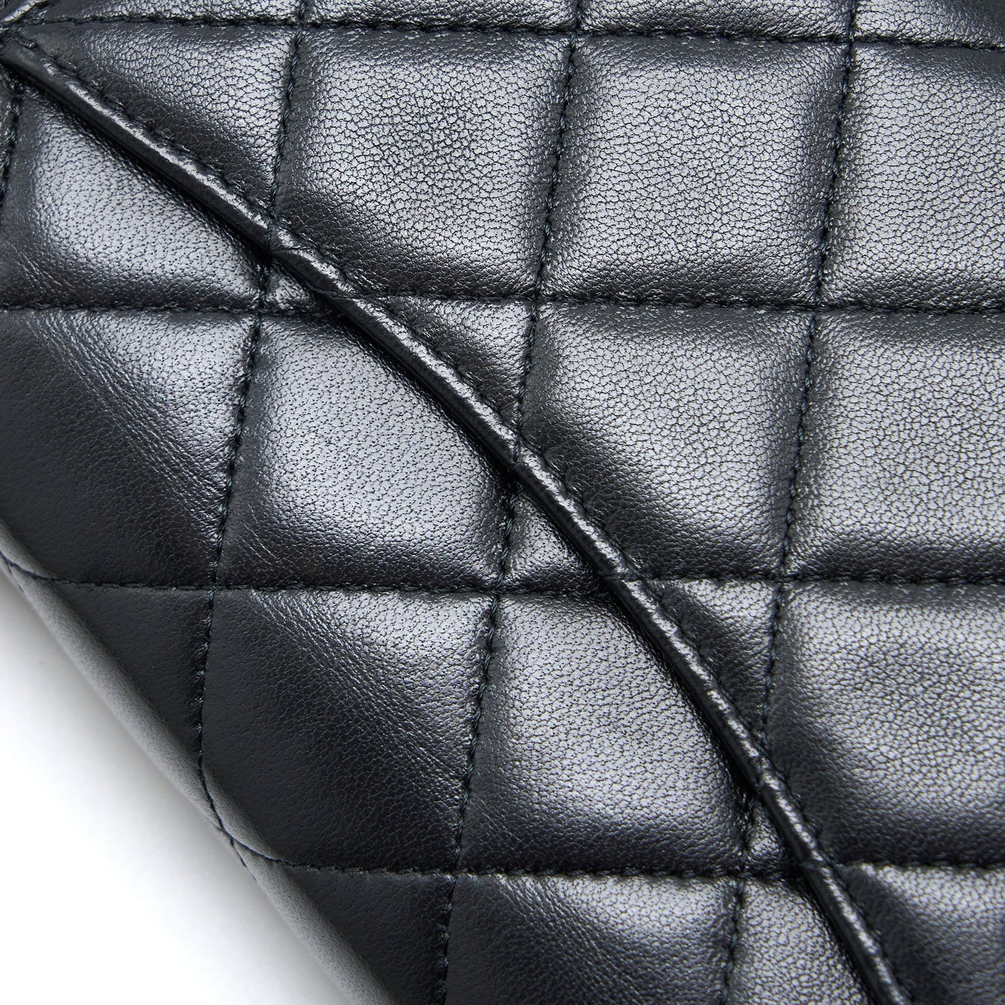 Chanel Detailed Top Handle Wallet on Chain Lambskin Black Brushed GHW (Microchip)