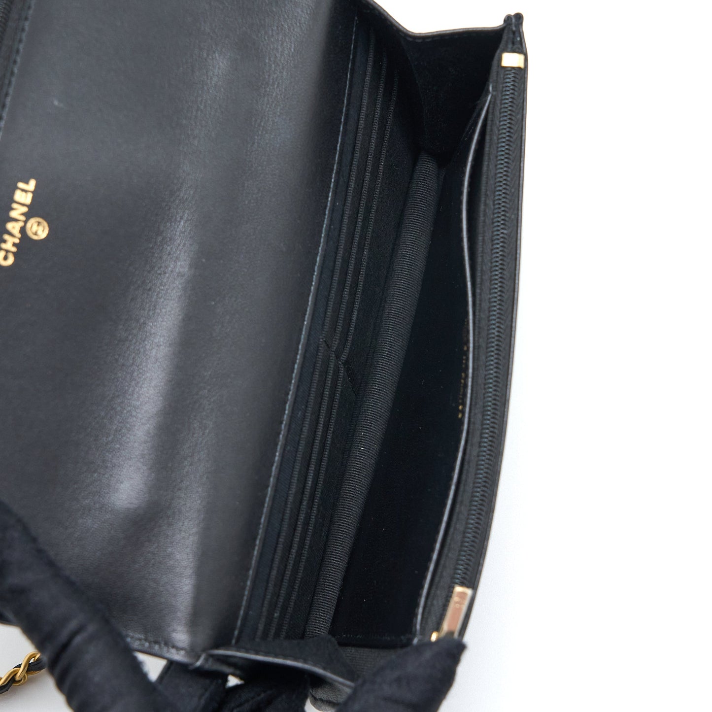 Chanel Detailed Top Handle Wallet on Chain Lambskin Black Brushed GHW (Microchip)