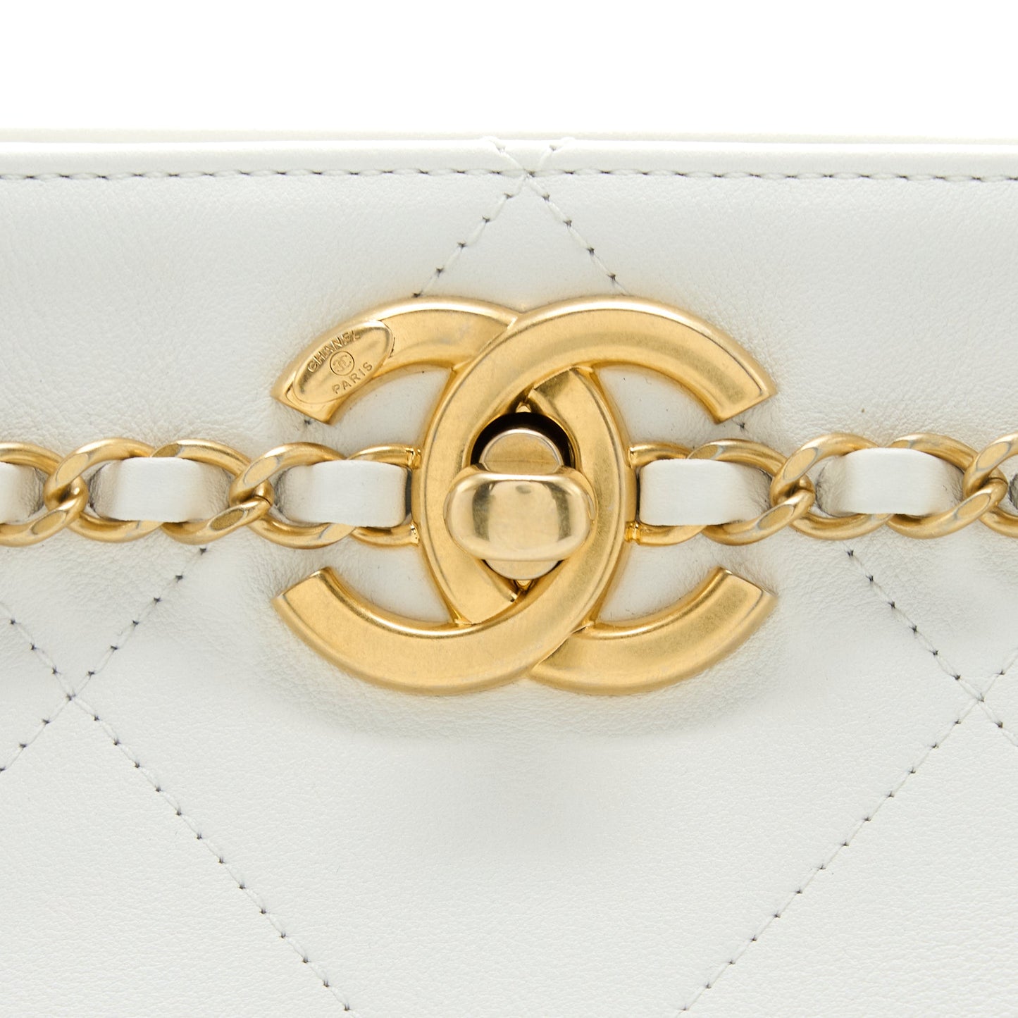 Chanel Tote Bag Quilted Calfskin White Brushed GHW