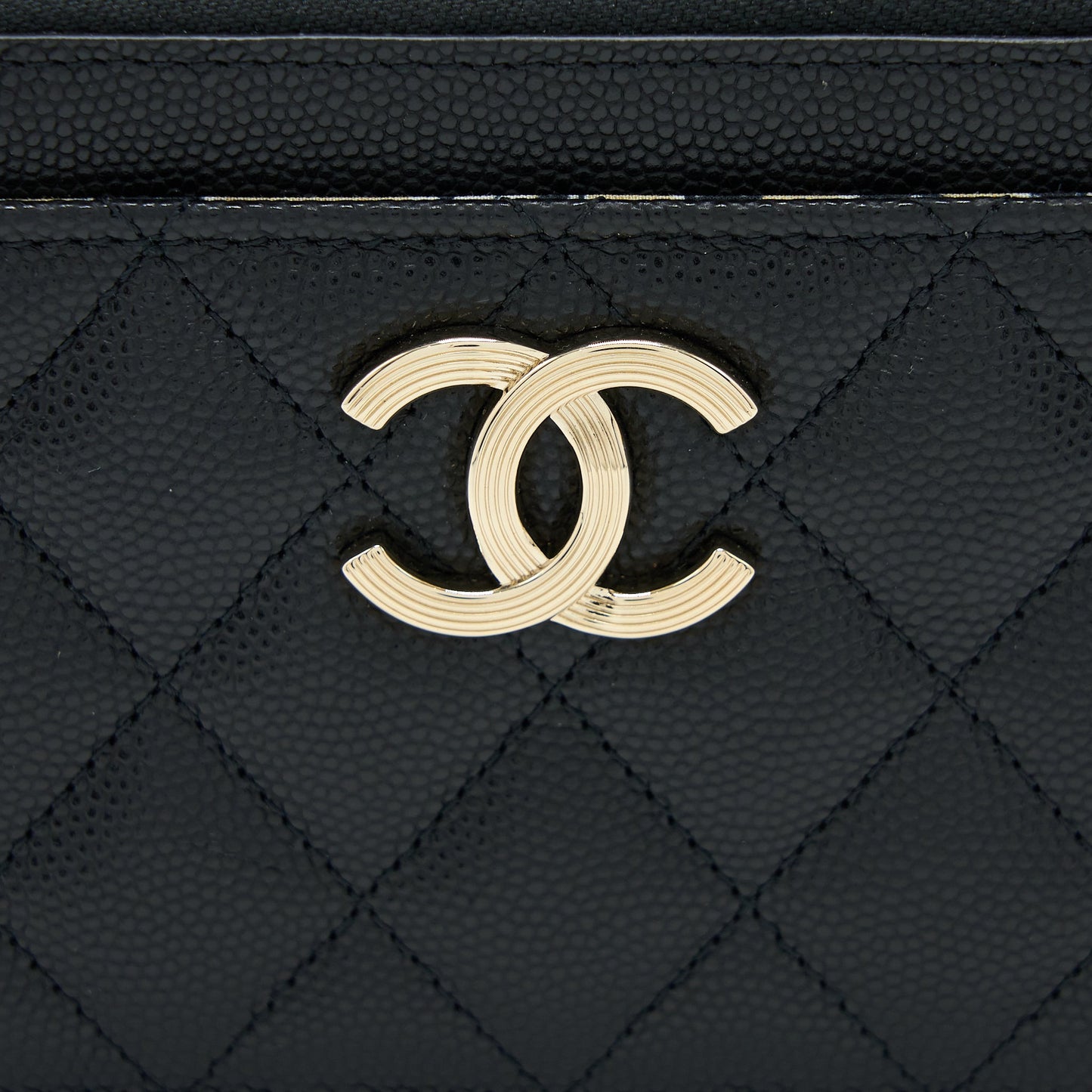 Chanel 23C Zipper Card Holder Caviar Black LGHW (Microchip)