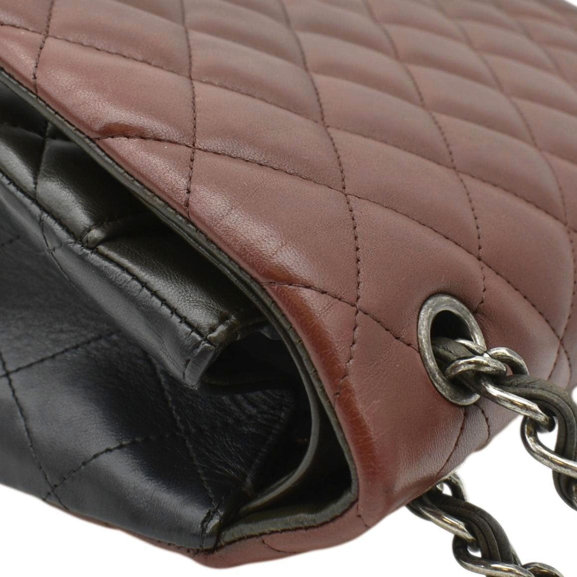 CHANEL Classic Double Flap Medium Quilted Leather Crossbody Tricolor