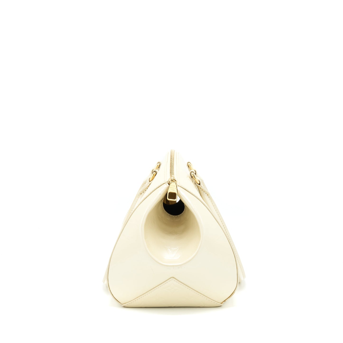 Louis Vuitton Vintage Bowling Tote Shoulder Bag Patent white GHW