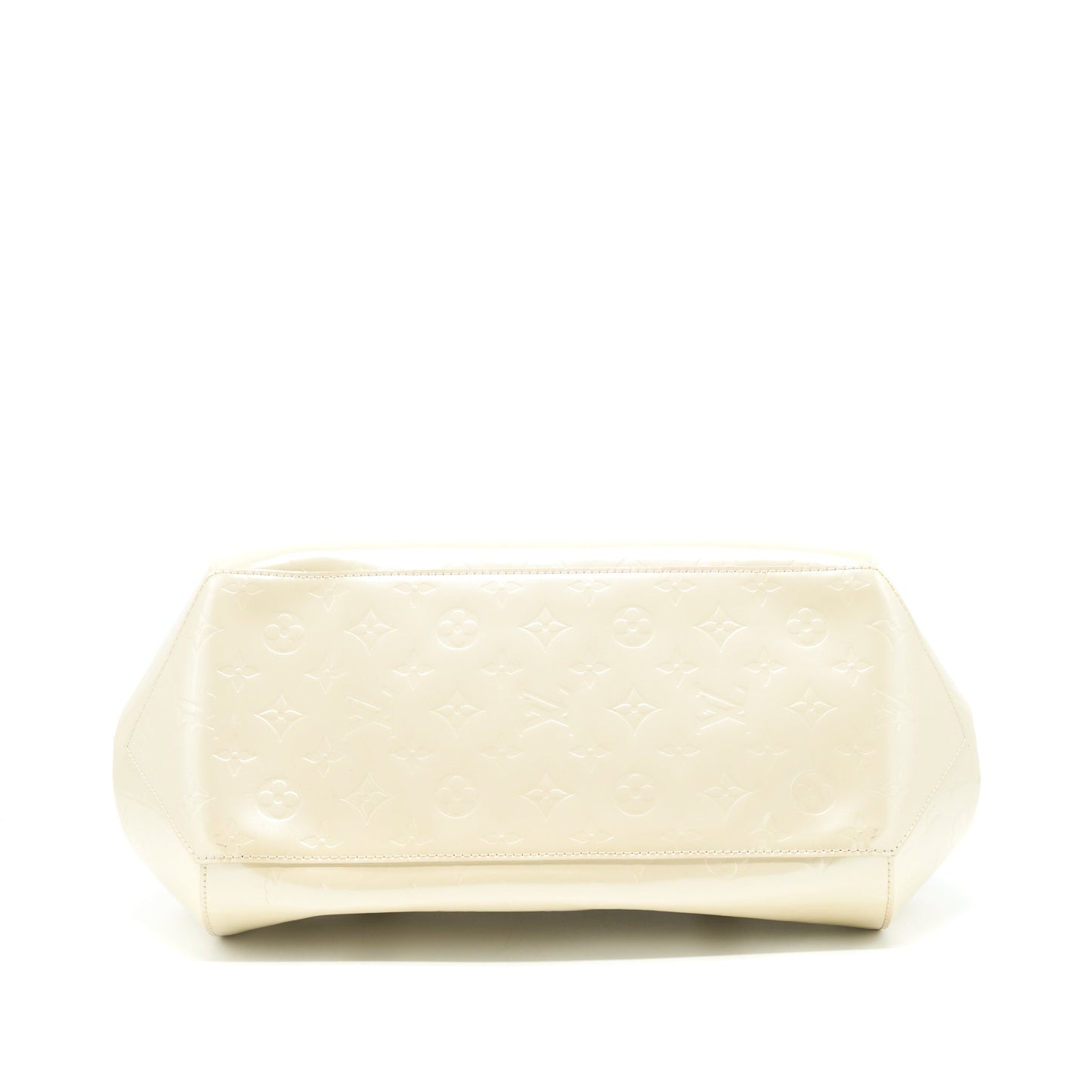 Louis Vuitton Vintage Bowling Tote Shoulder Bag Patent white GHW