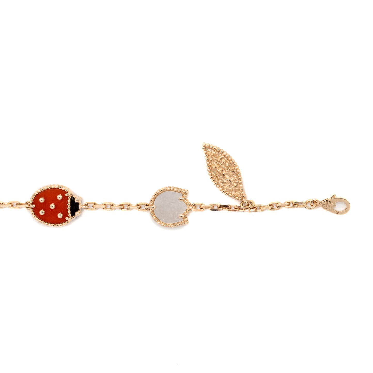 Van Cleef & Arpels Lucky Spring Bracelet 5 Motifs Rose Gold/White Mother of Pearl/Carnelian/Onyx