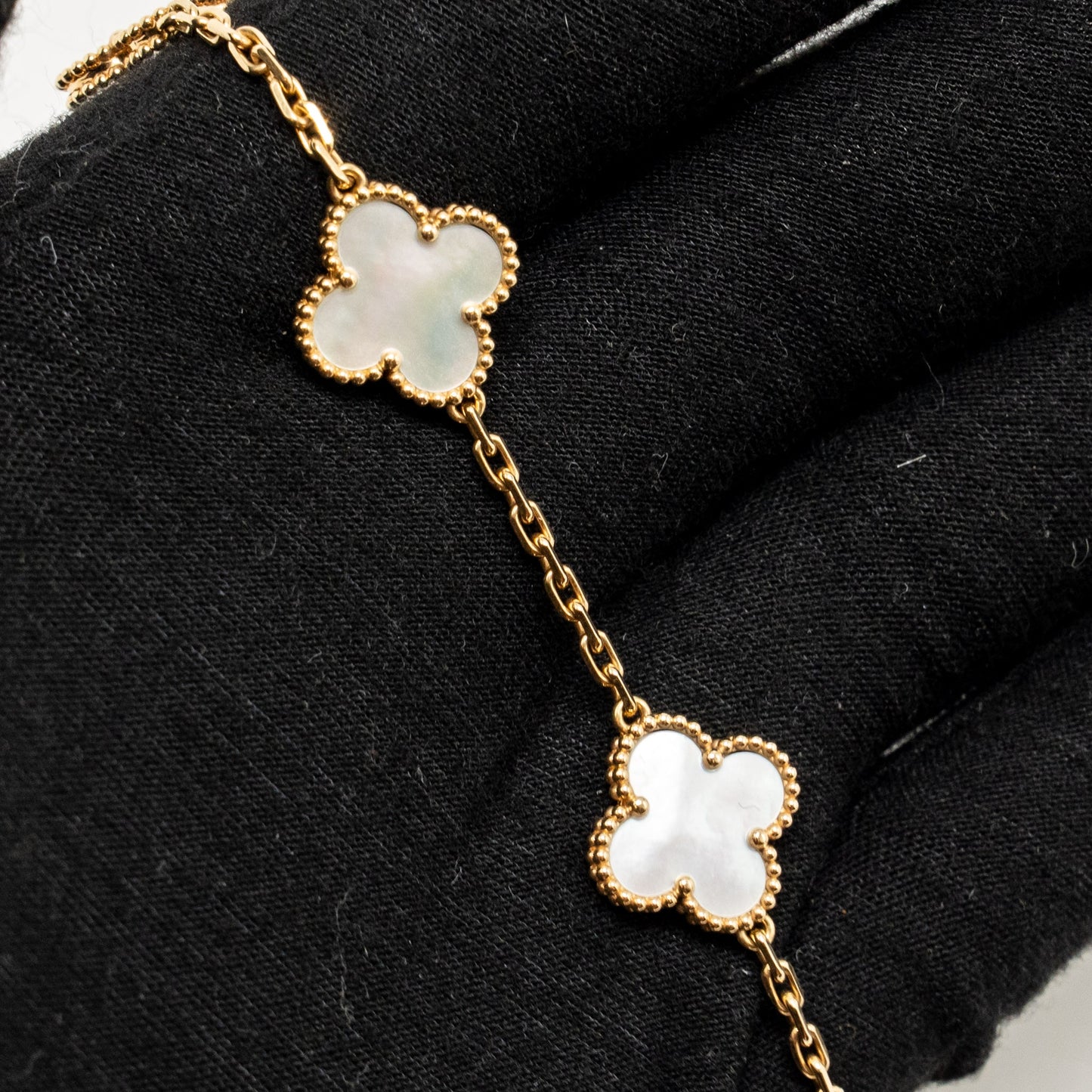 Van Cleef & Arpels Vintage Alhambra Bracelet, 5 Motifs, Yellow Gold/Mother-of-Pearl