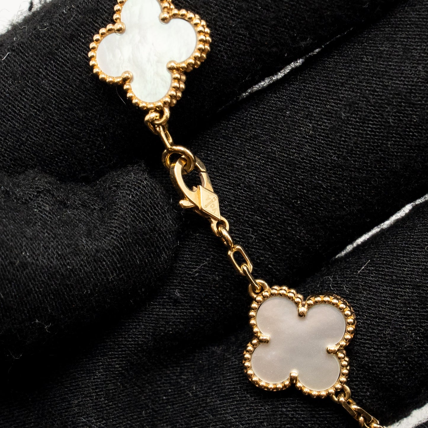Van Cleef & Arpels Vintage Alhambra Bracelet, 5 Motifs, Yellow Gold/Mother-of-Pearl