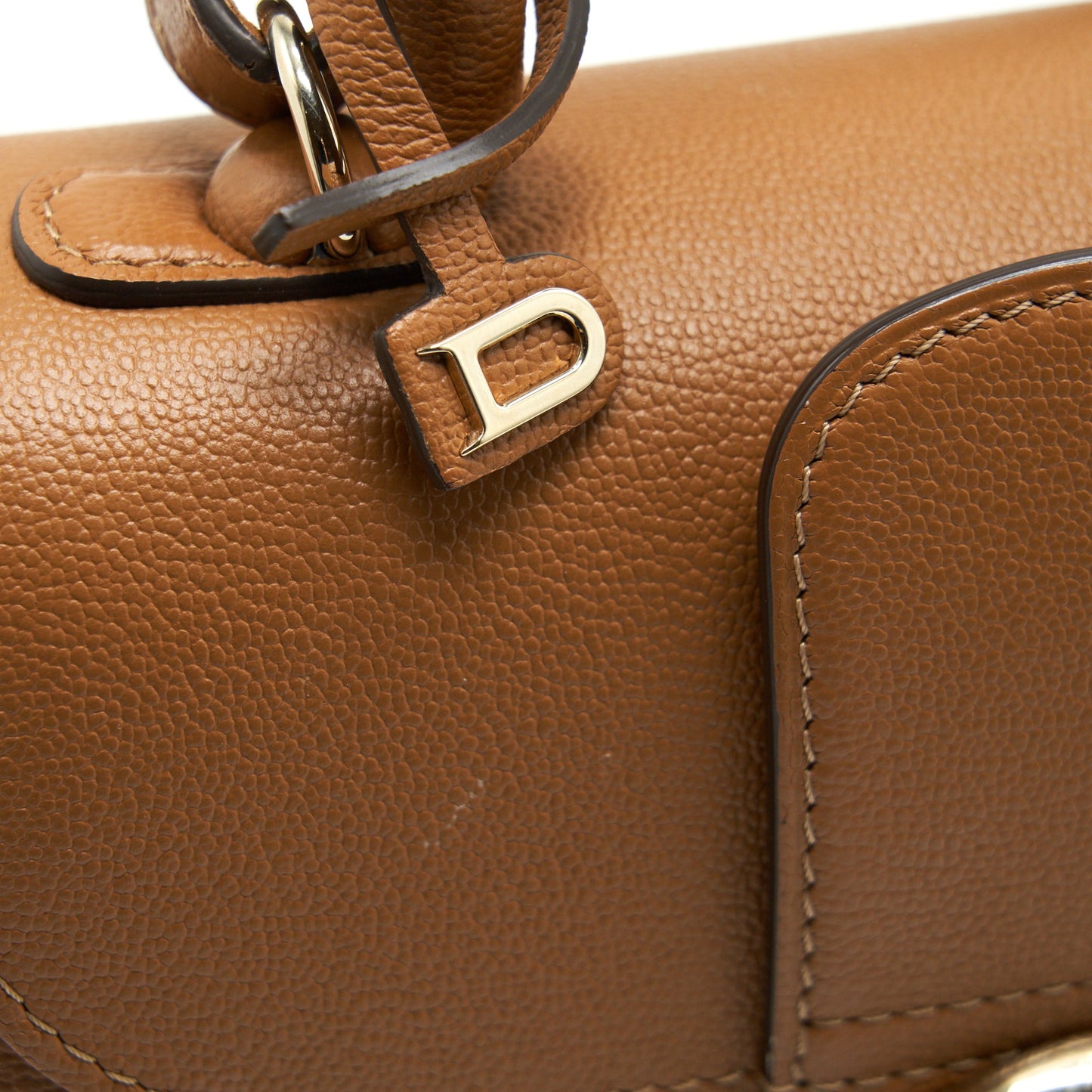 delvaux mini brilliant bag Grained Calfskin Gold GHW