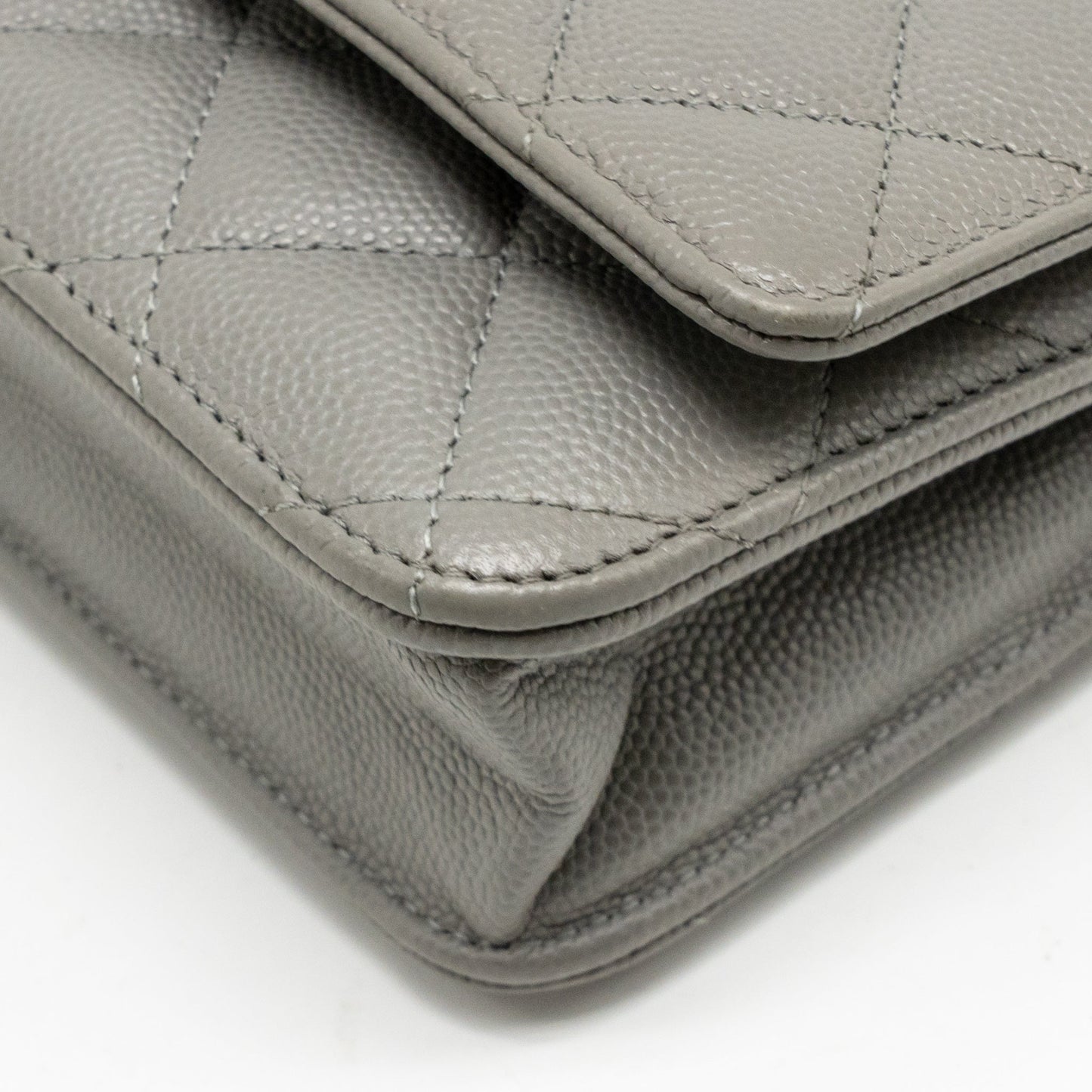 Chanel Classic Wallet on Chain Caviar Grey LGHW (Microchip)