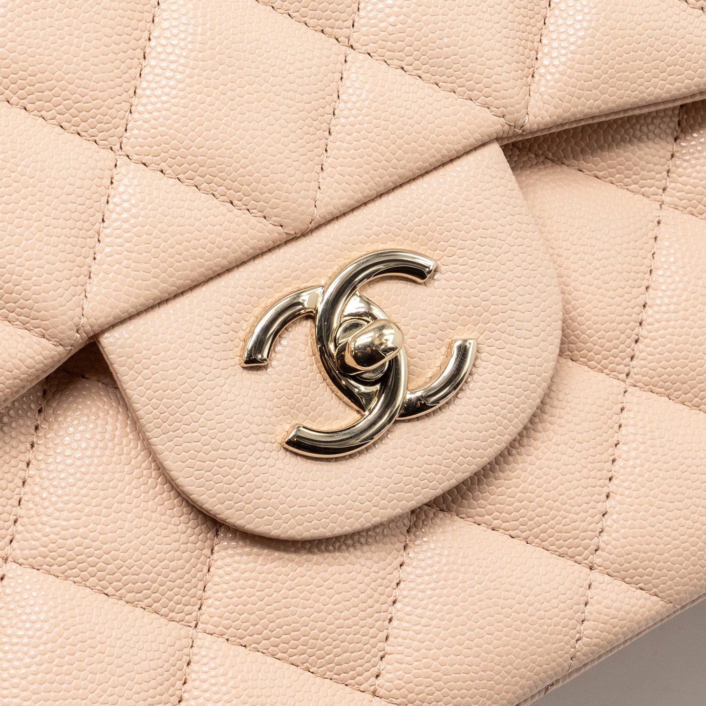 Chanel Jumbo Classic Double Flap Bag Caviar Beige LGHW (Microchip)