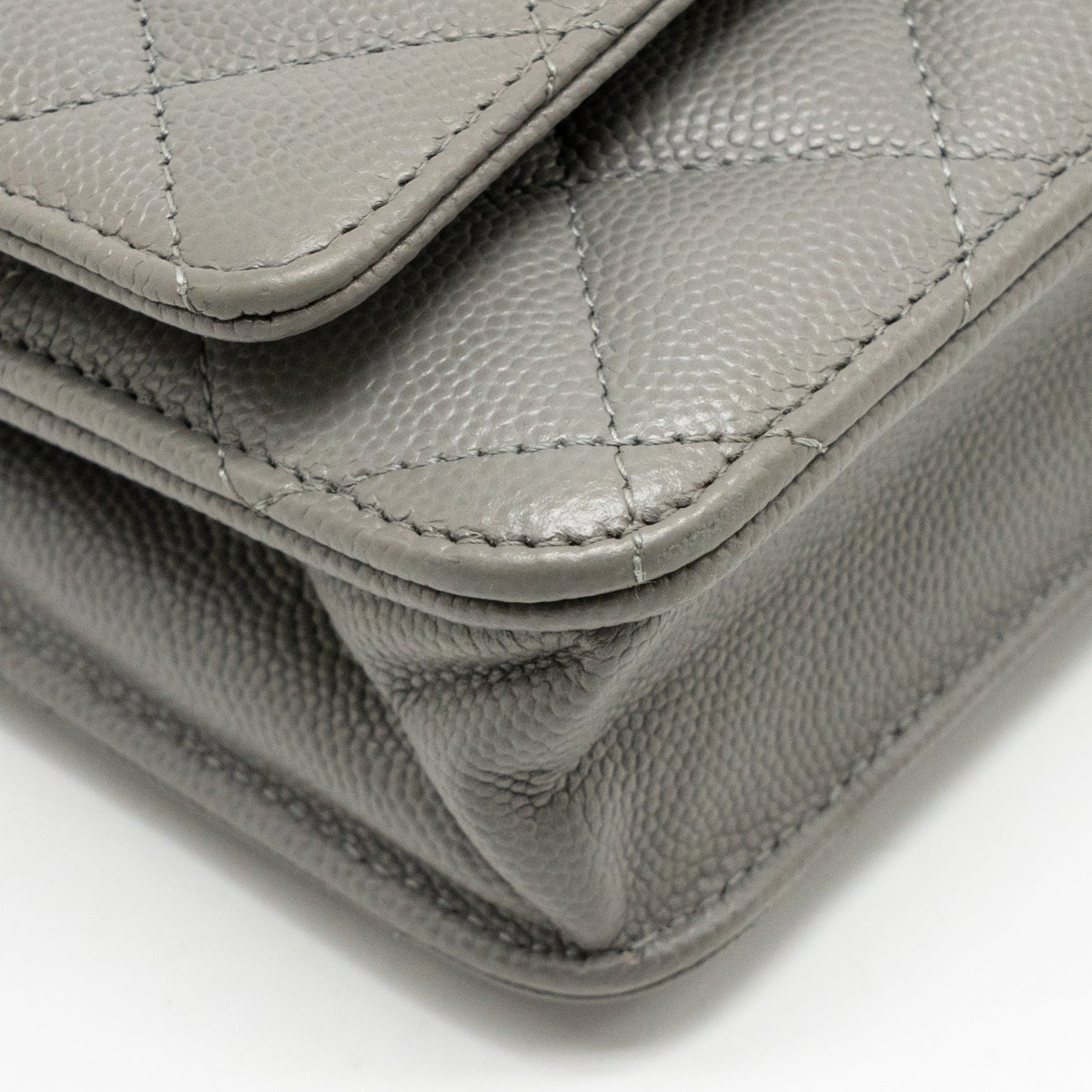 Chanel Classic Wallet on Chain Caviar Grey LGHW (Microchip)