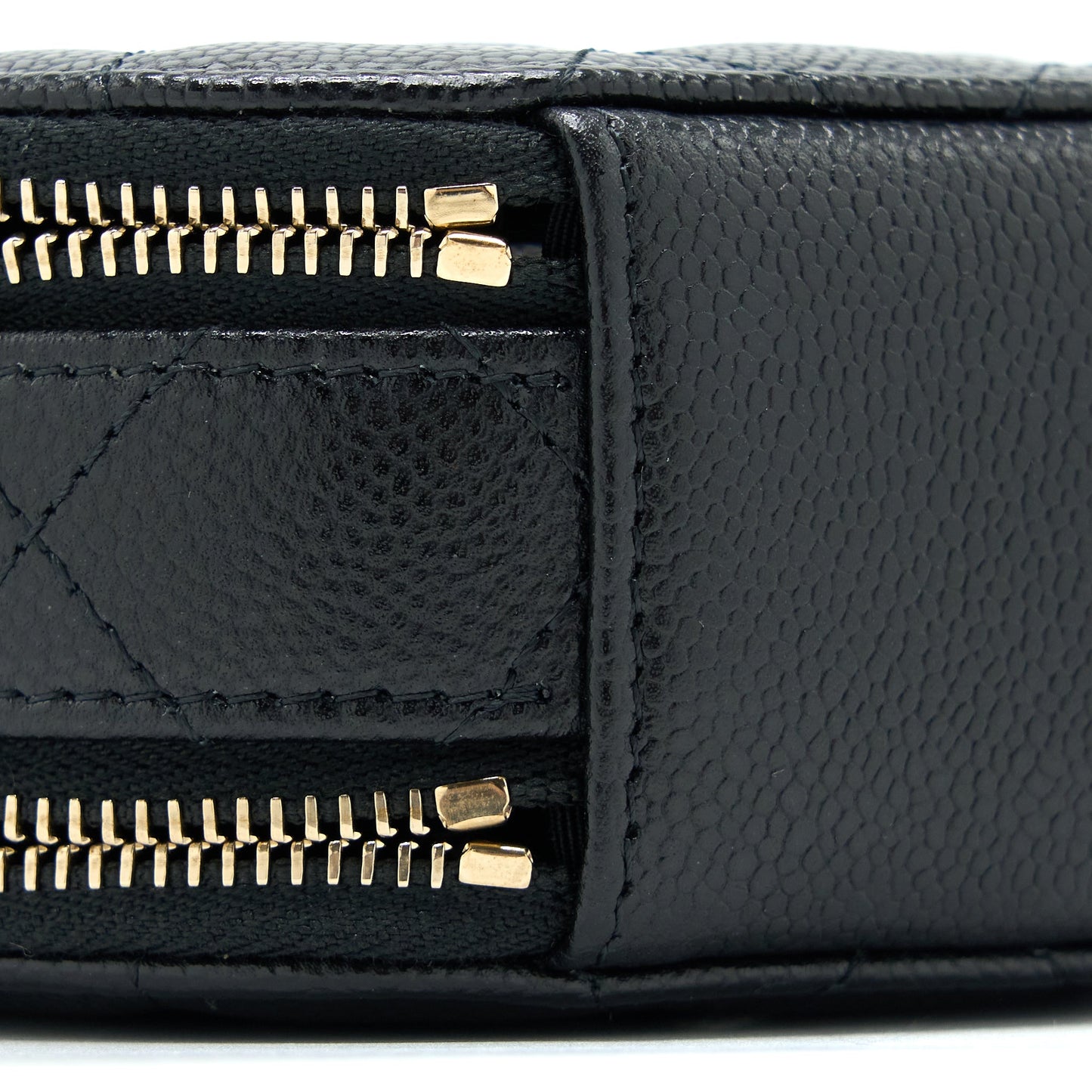 Chanel Mini Top Handle Round Vanity Case with Chain Caviar Black LGHW