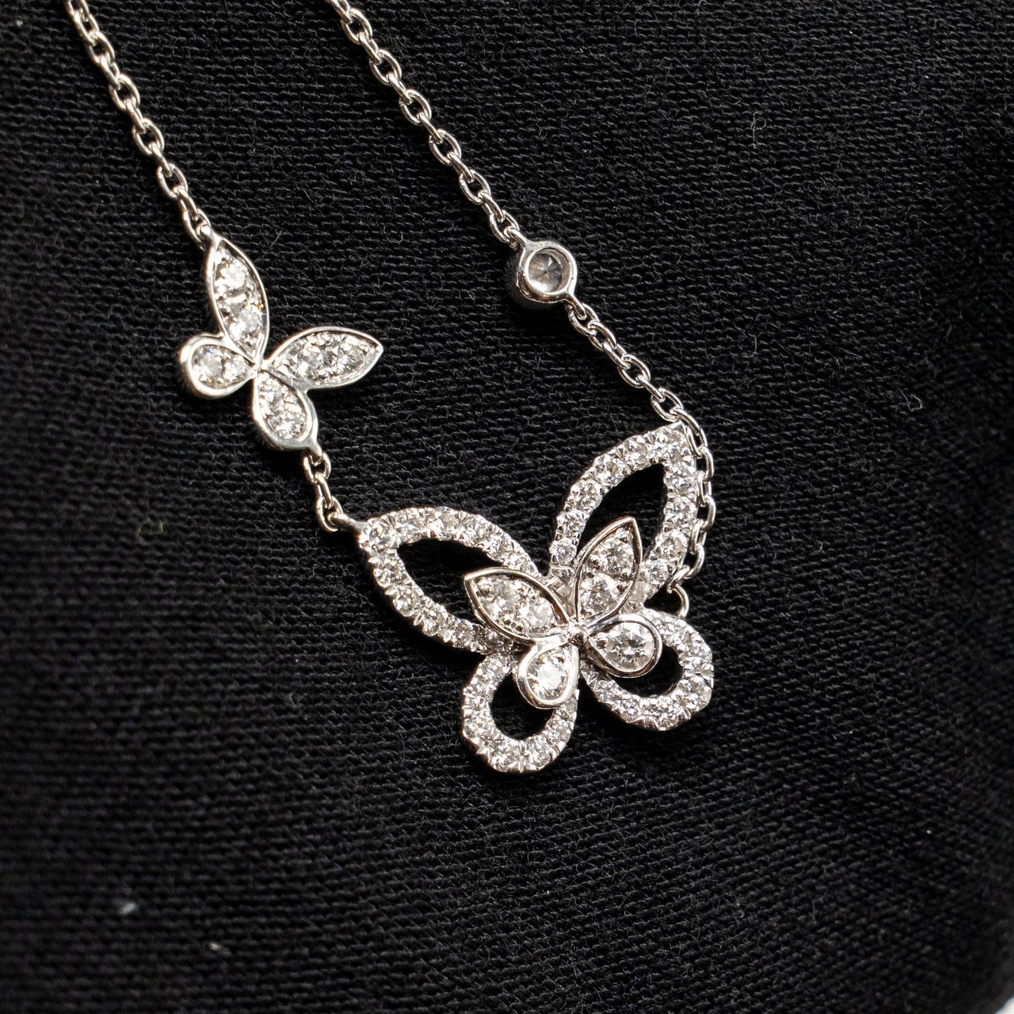 Graff Double Butterfly Silhouette Pendant White Gold Diamonds