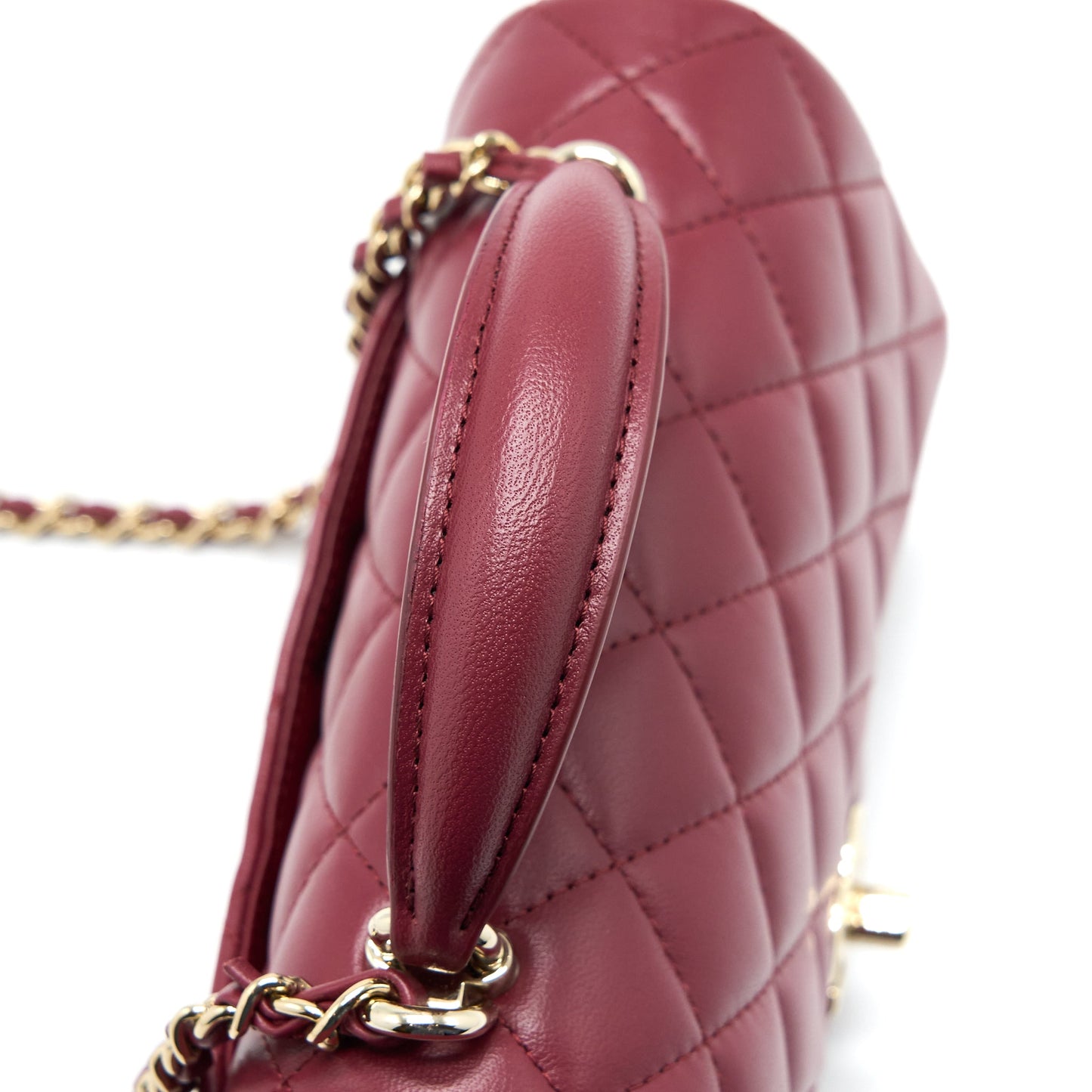 Chanel Top Handle Mini Rectangular Flap Bag Lambskin Burgundy GHW (Microchip)