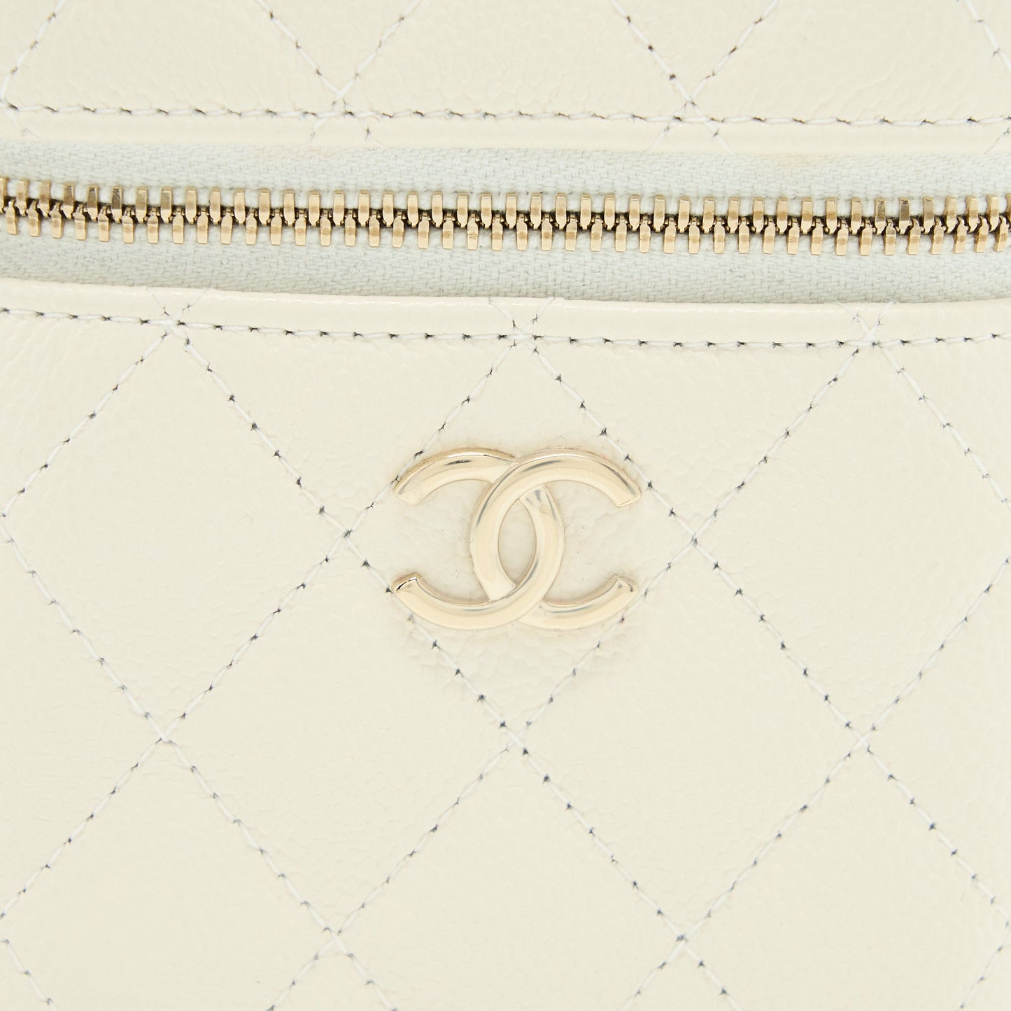Chanel Mini Top Handle Vanity Case Caviar White LGHW