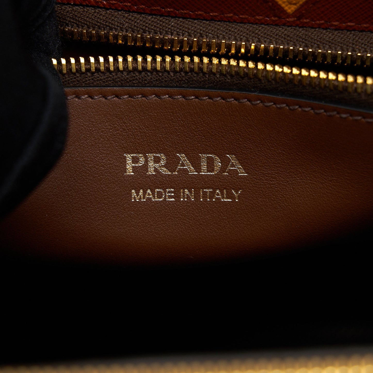 PRADA Saffiano Borda Bag Brown GHW
